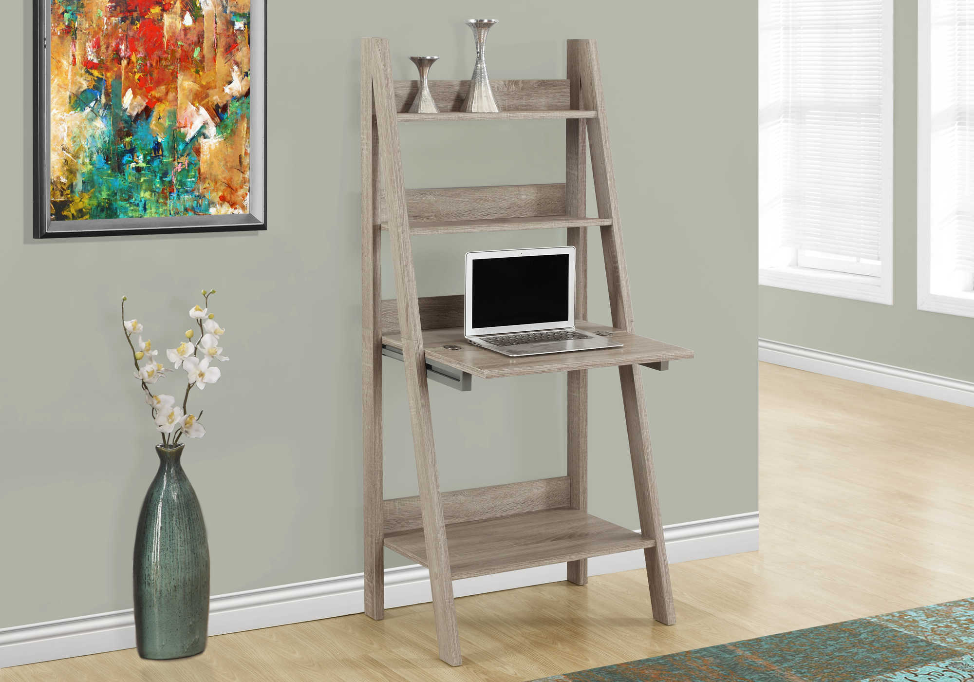 COMPUTER DESK - 61"H / DARK TAUPE LADDER STYLE # I 7042
