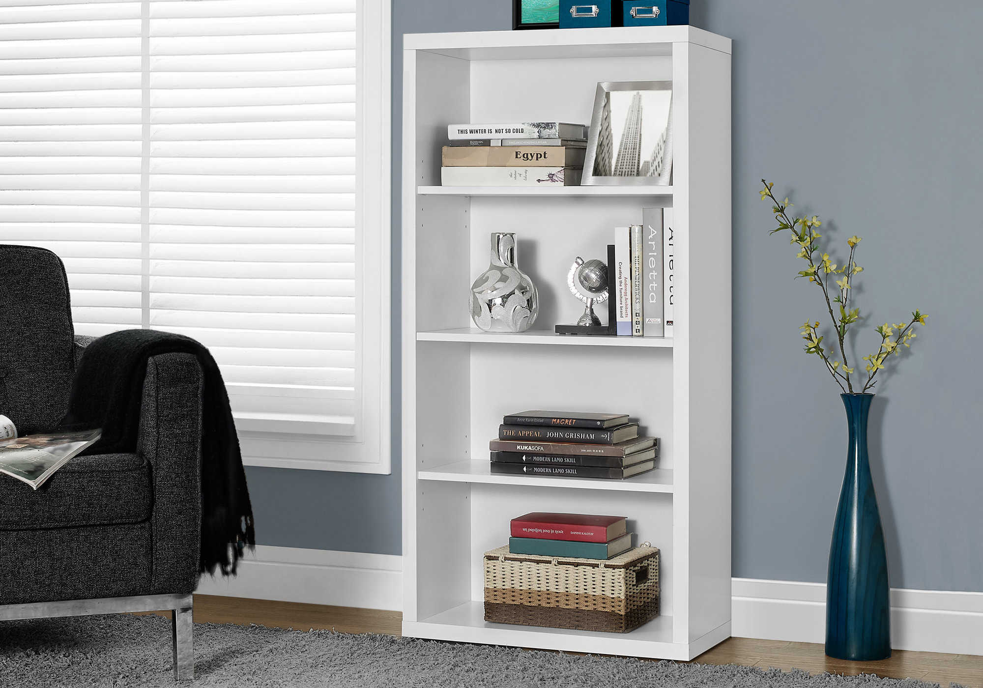 BOOKCASE - 48"H / WHITE WITH ADJUSTABLE SHELVES # I 7059