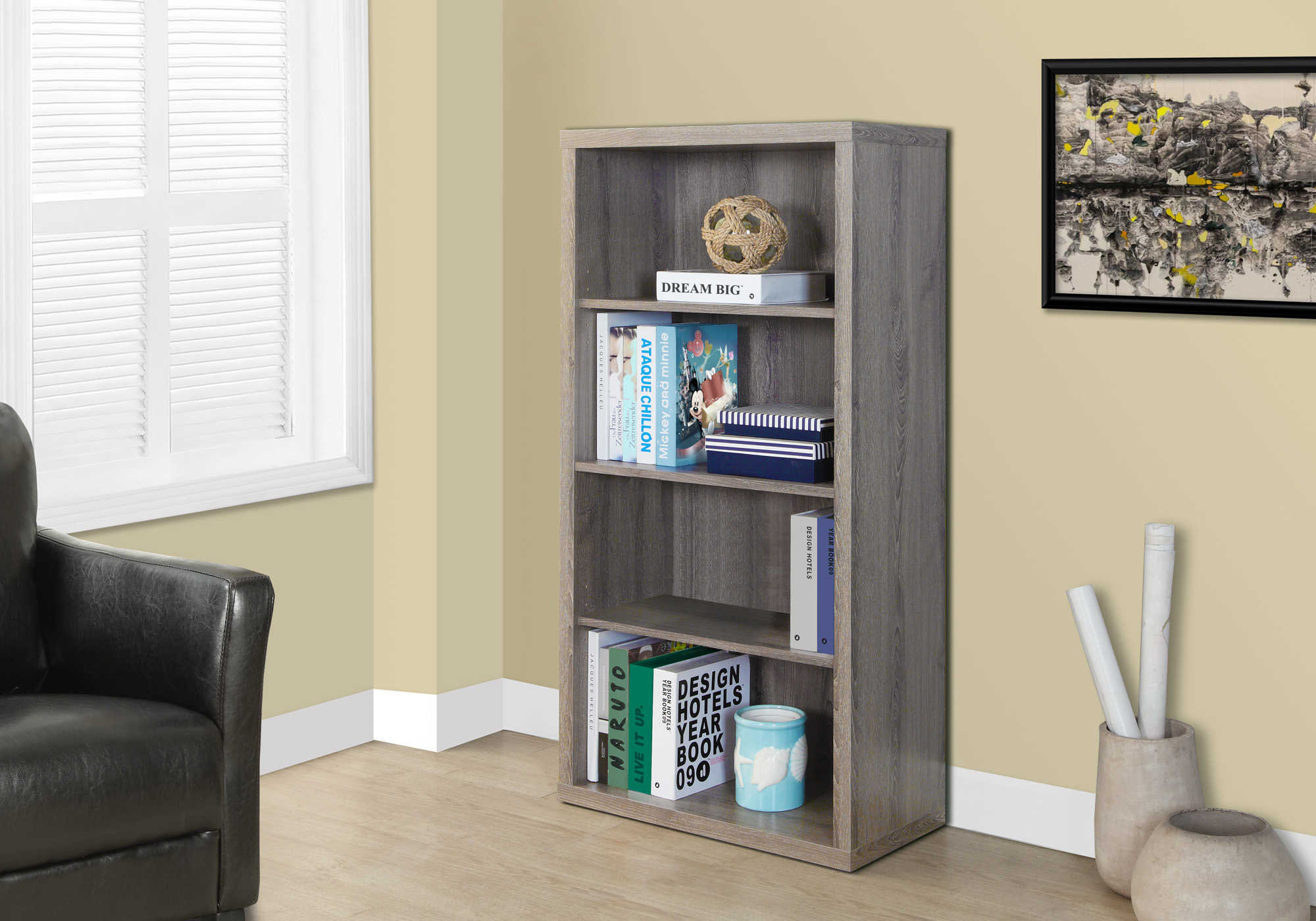 BOOKCASE - 48"H / DARK TAUPE WITH ADJUSTABLE SHELVES # I 7060