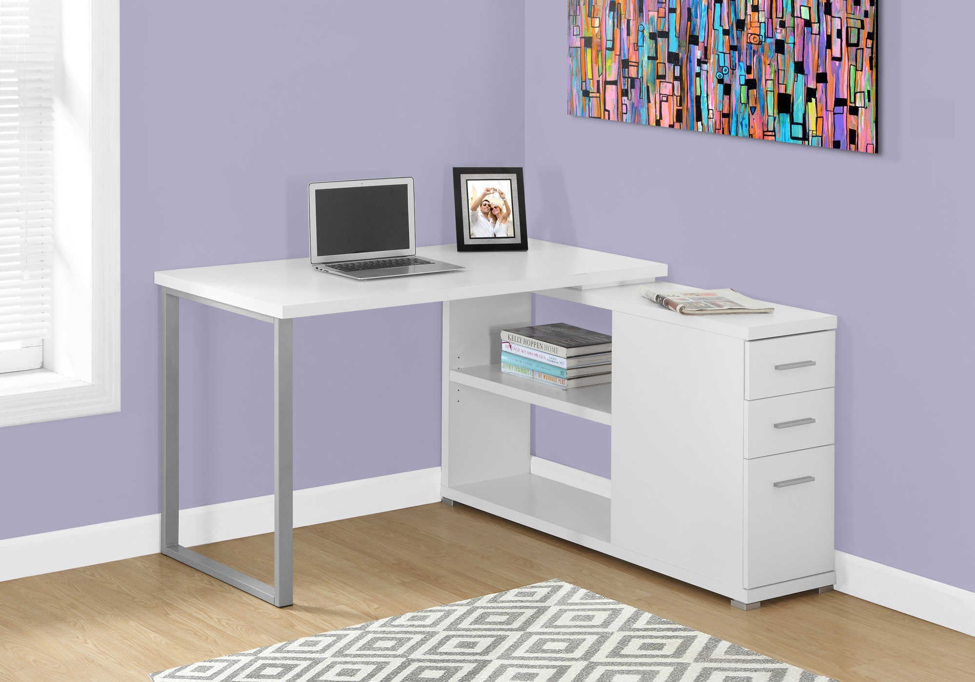 COMPUTER DESK - WHITE LEFT OR RIGHT FACING CORNER # I 7133
