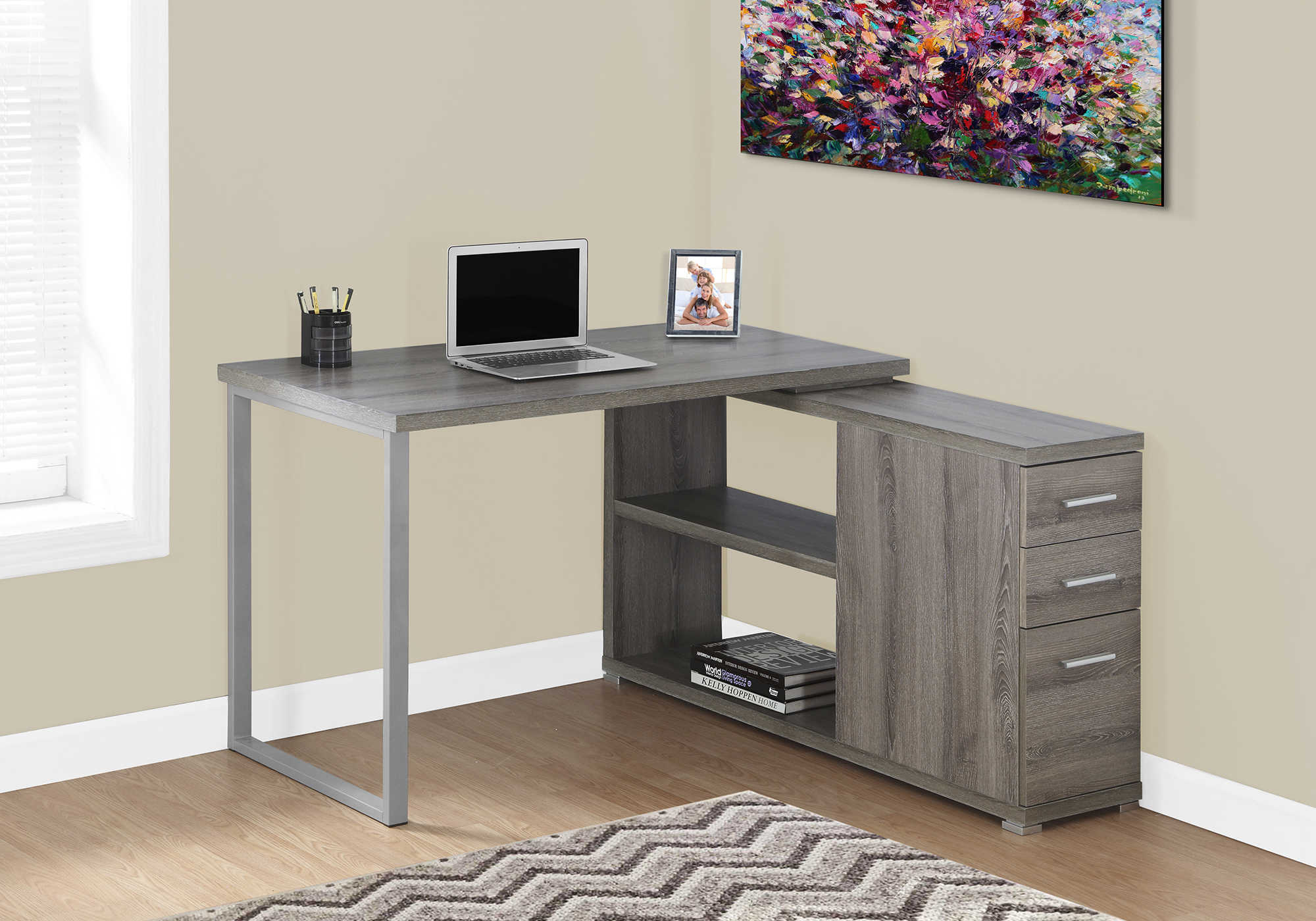 COMPUTER DESK - DARK TAUPE LEFT OR RIGHT FACING CORNER # I 7134
