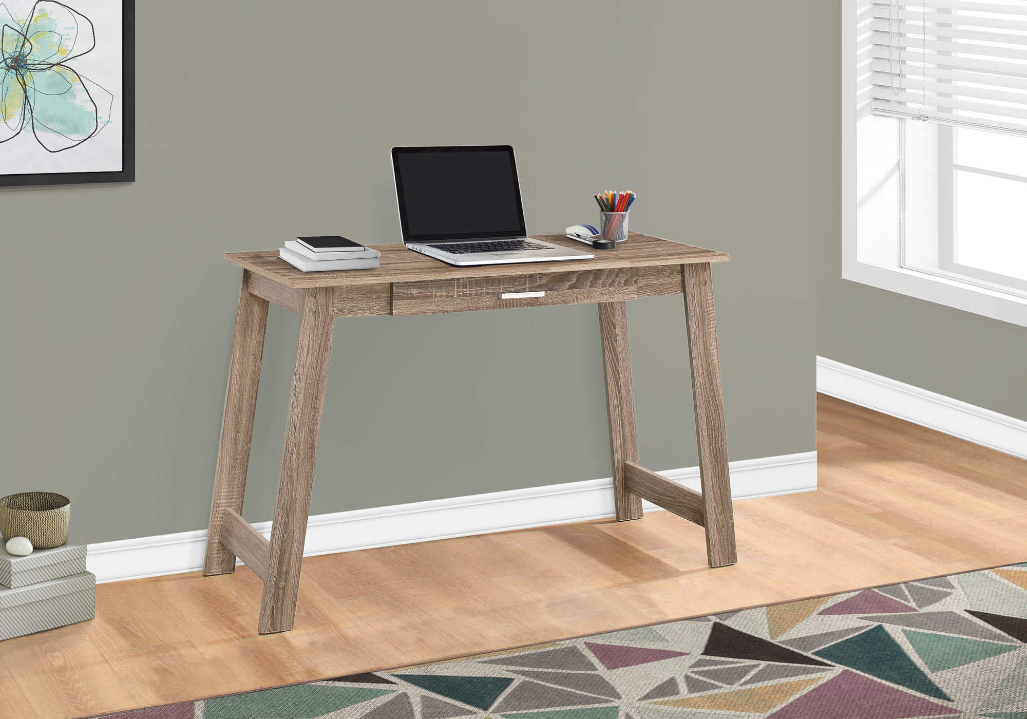 COMPUTER DESK - 42"L / DARK TAUPE WITH A STORAGE DRAWER # I 7191
