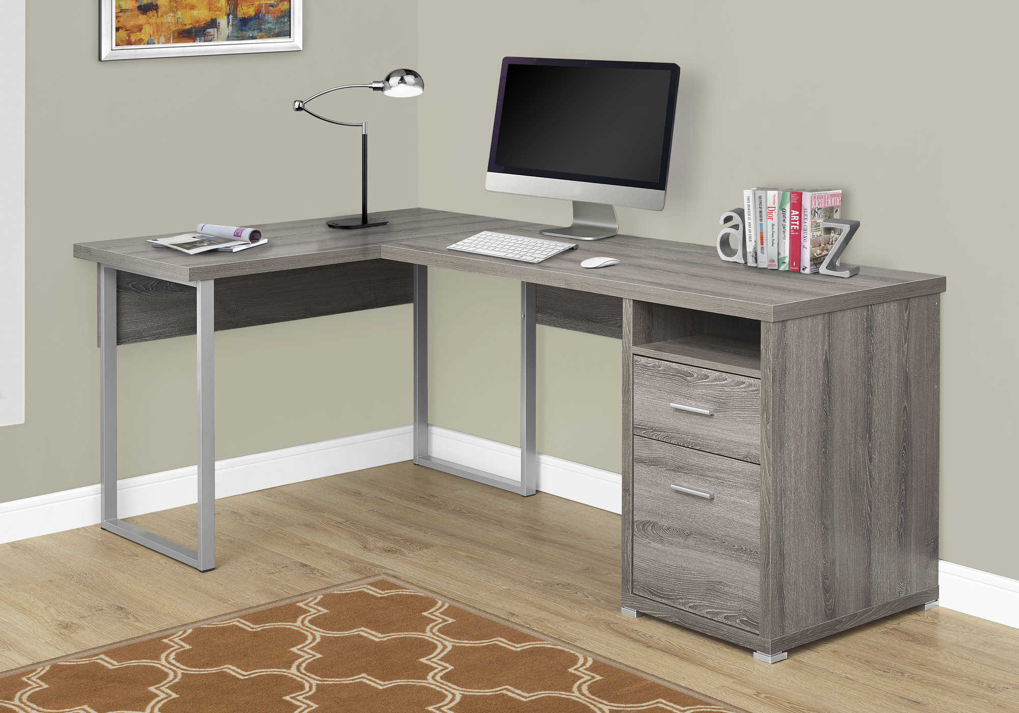 COMPUTER DESK - 80"L / DARK TAUPE LEFT OR RIGHT FACING # I 7255