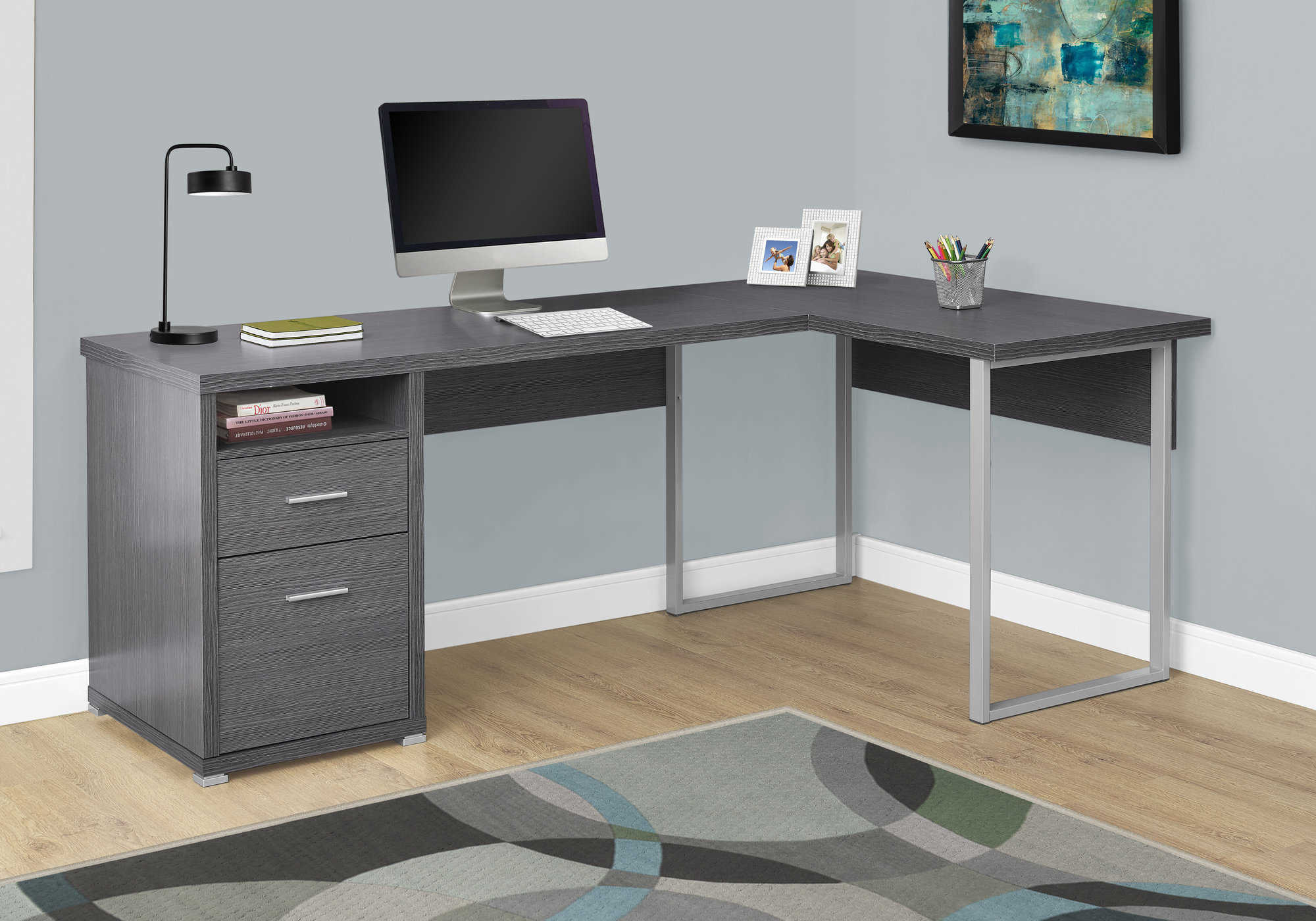 COMPUTER DESK - 80"L / GREY LEFT OR RIGHT FACING # I 7257