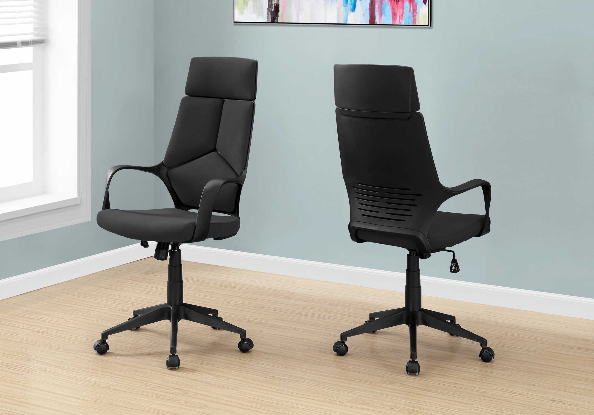 OFFICE CHAIR - BLACK / BLACK FABRIC / HIGH BACK EXECUTIVE # I 7272