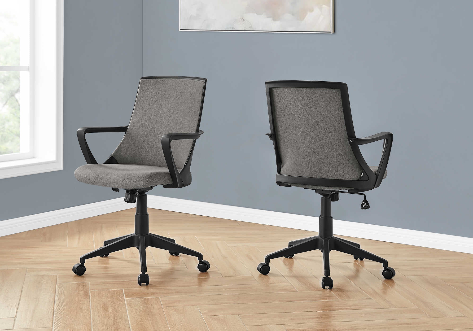 OFFICE CHAIR - BLACK / DARK GREY FABRIC / MULTI POSITION # I 7297
