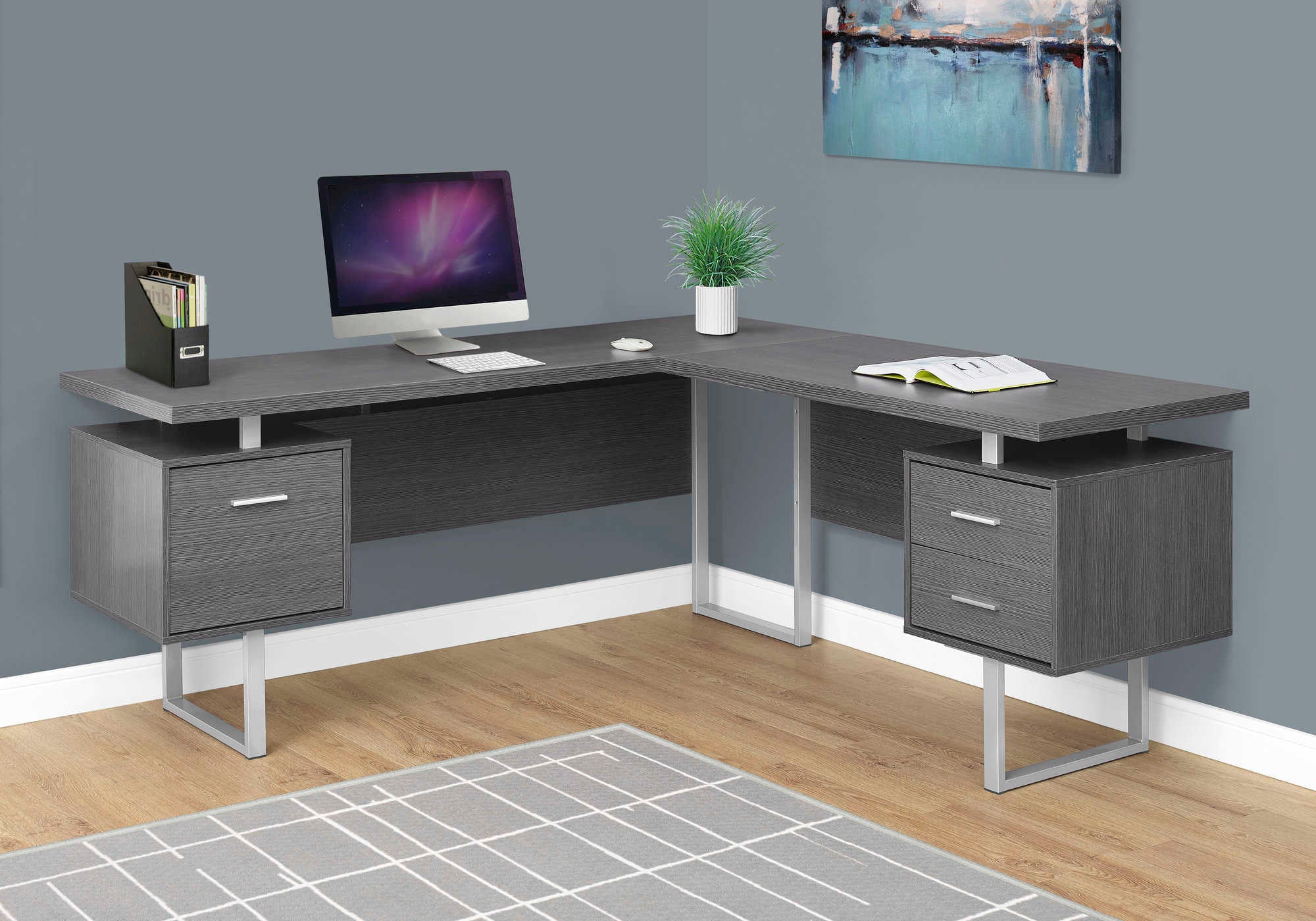 COMPUTER DESK - 70"L / GREY LEFT OR RIGHT FACING # I 7306