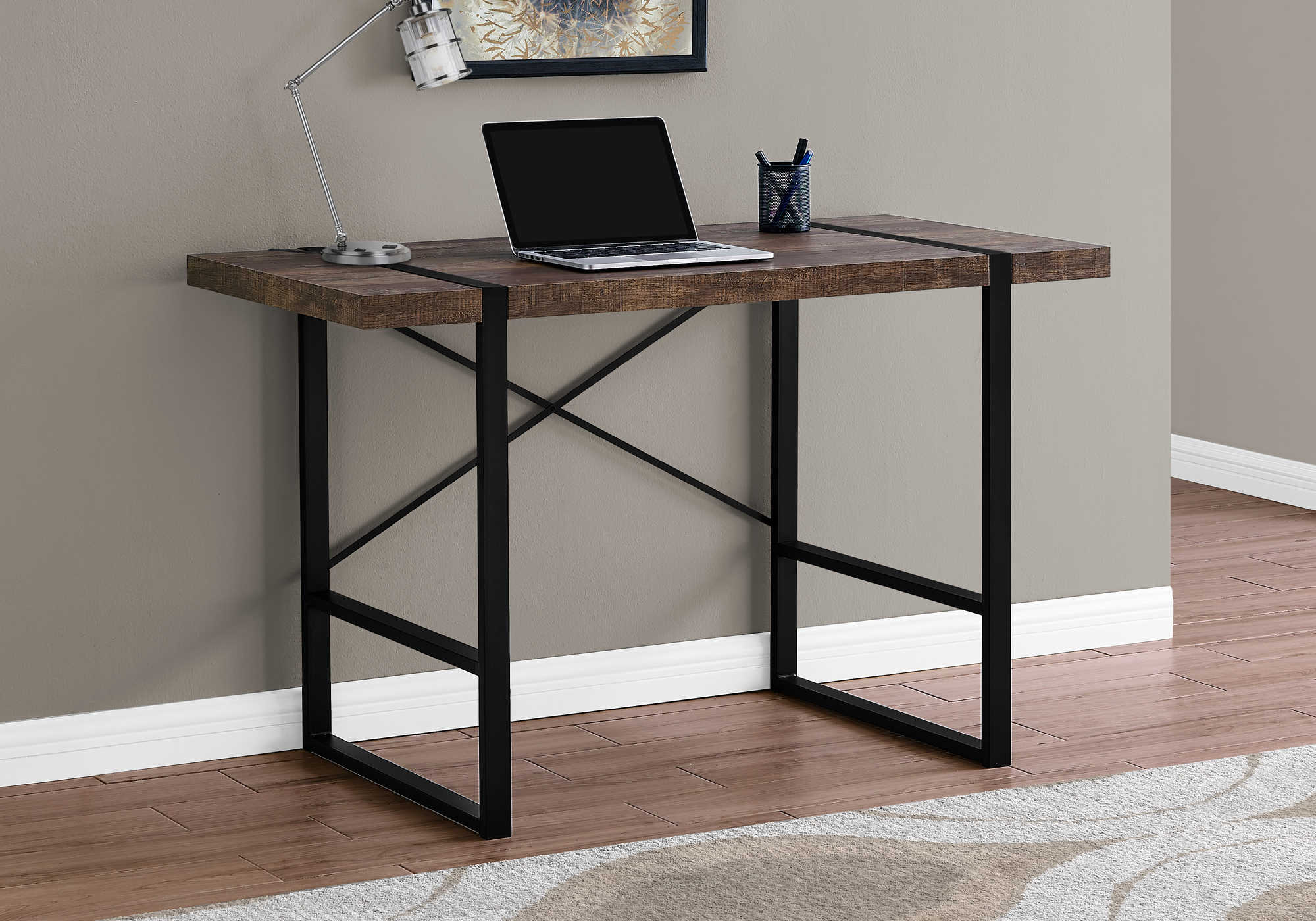 COMPUTER DESK - 48"L / BROWN RECLAIMED WOOD / BLACK METAL # I 7314