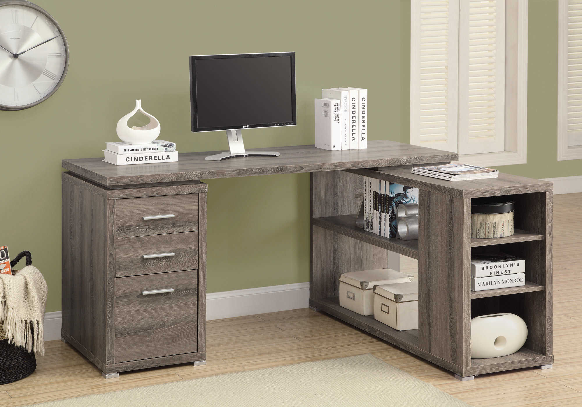COMPUTER DESK - DARK TAUPE LEFT OR RIGHT FACING CORNER # I 7319