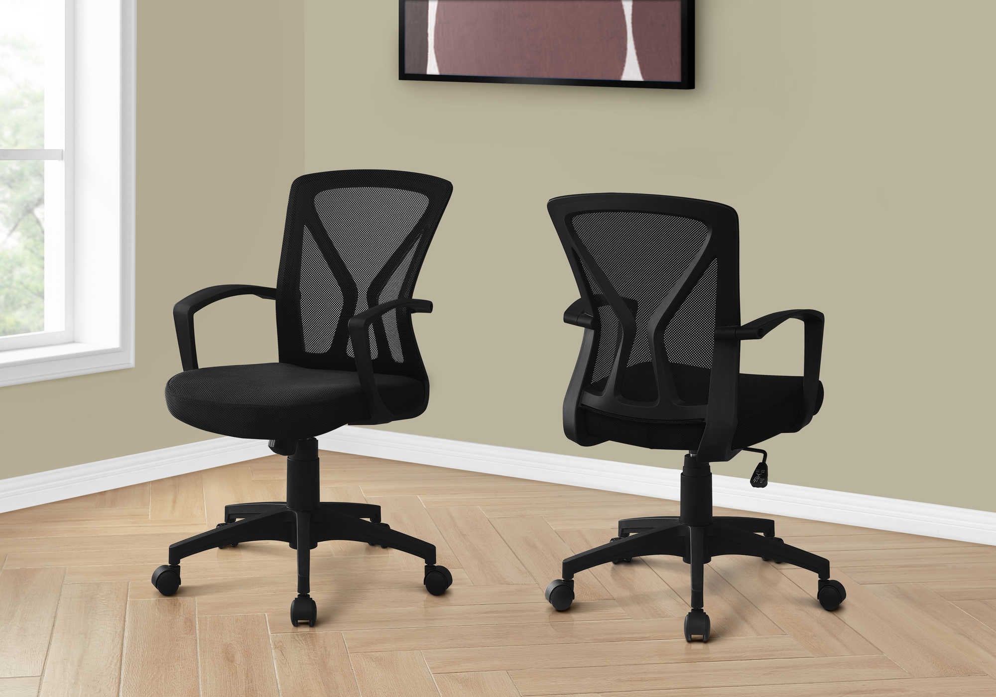 CHAISE DE BUREAU - NOIRE / BASE NOIRE SUR ROULETTES # I 7339