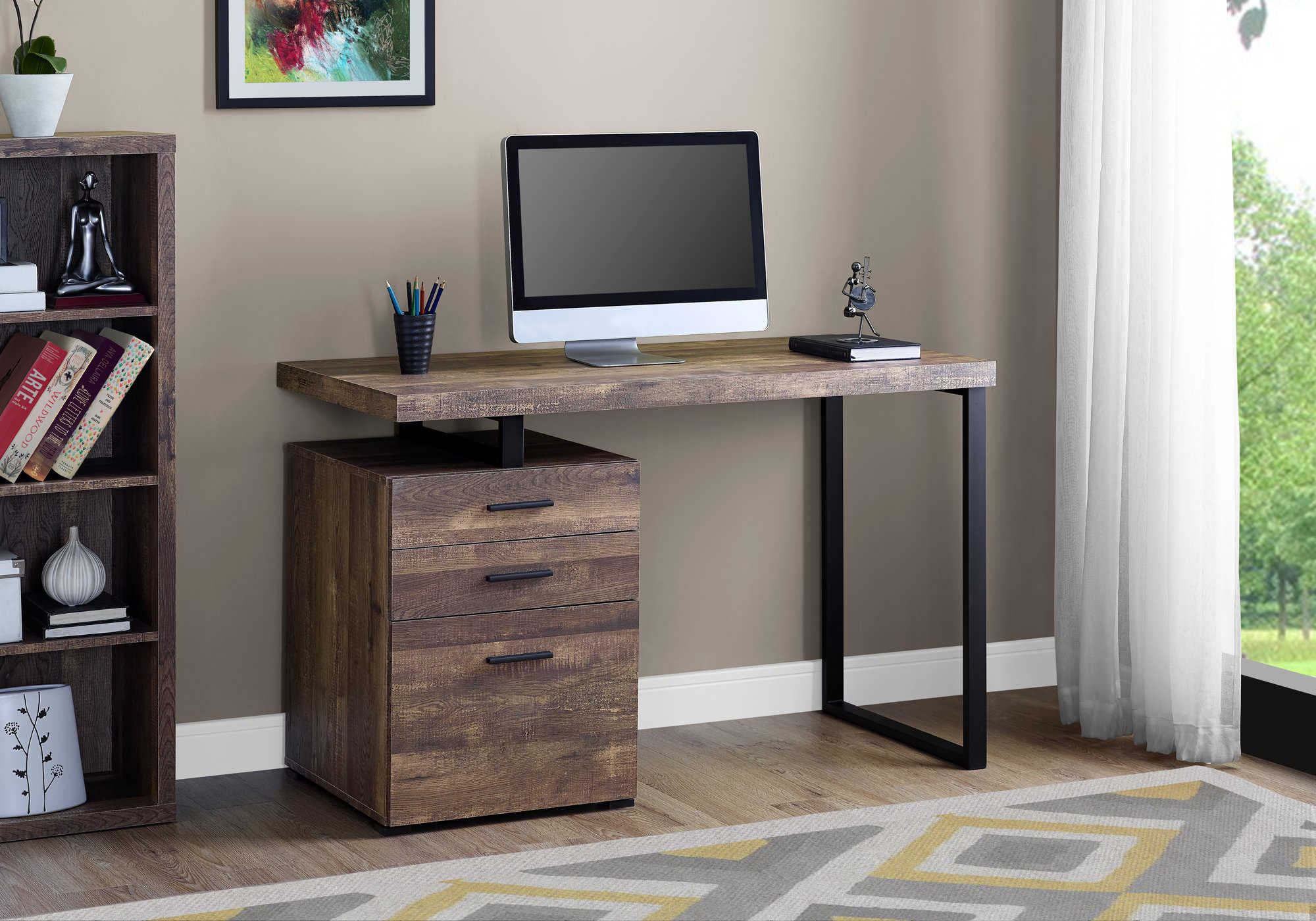 COMPUTER DESK - 48"L / BROWN RECLAIMED WOOD / BLACK METAL # I 7408