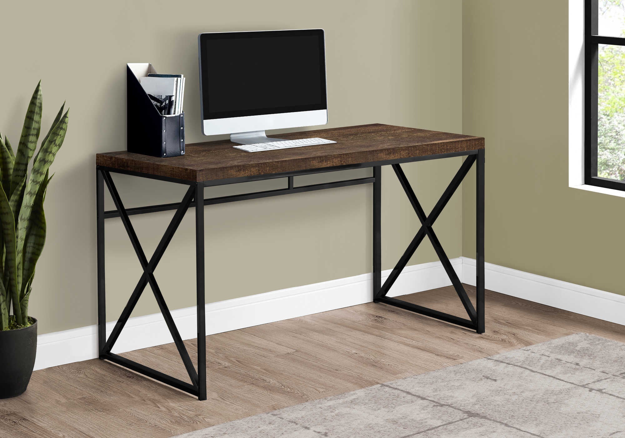 COMPUTER DESK - 48"L / BROWN RECLAIMED WOOD / BLACK METAL # I 7450