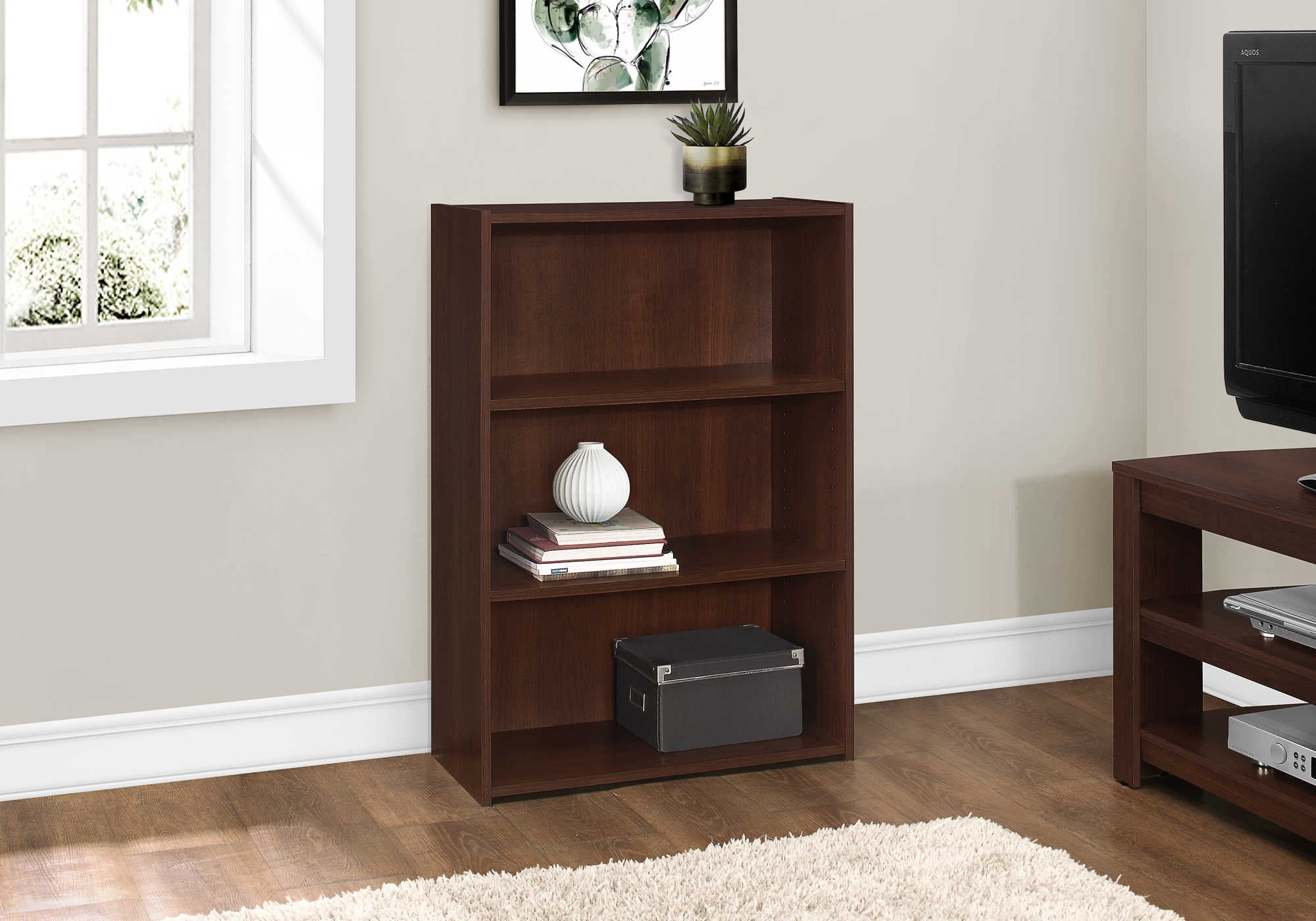 BOOKCASE - 36"H / CHERRY WITH 3 SHELVES # I 7475