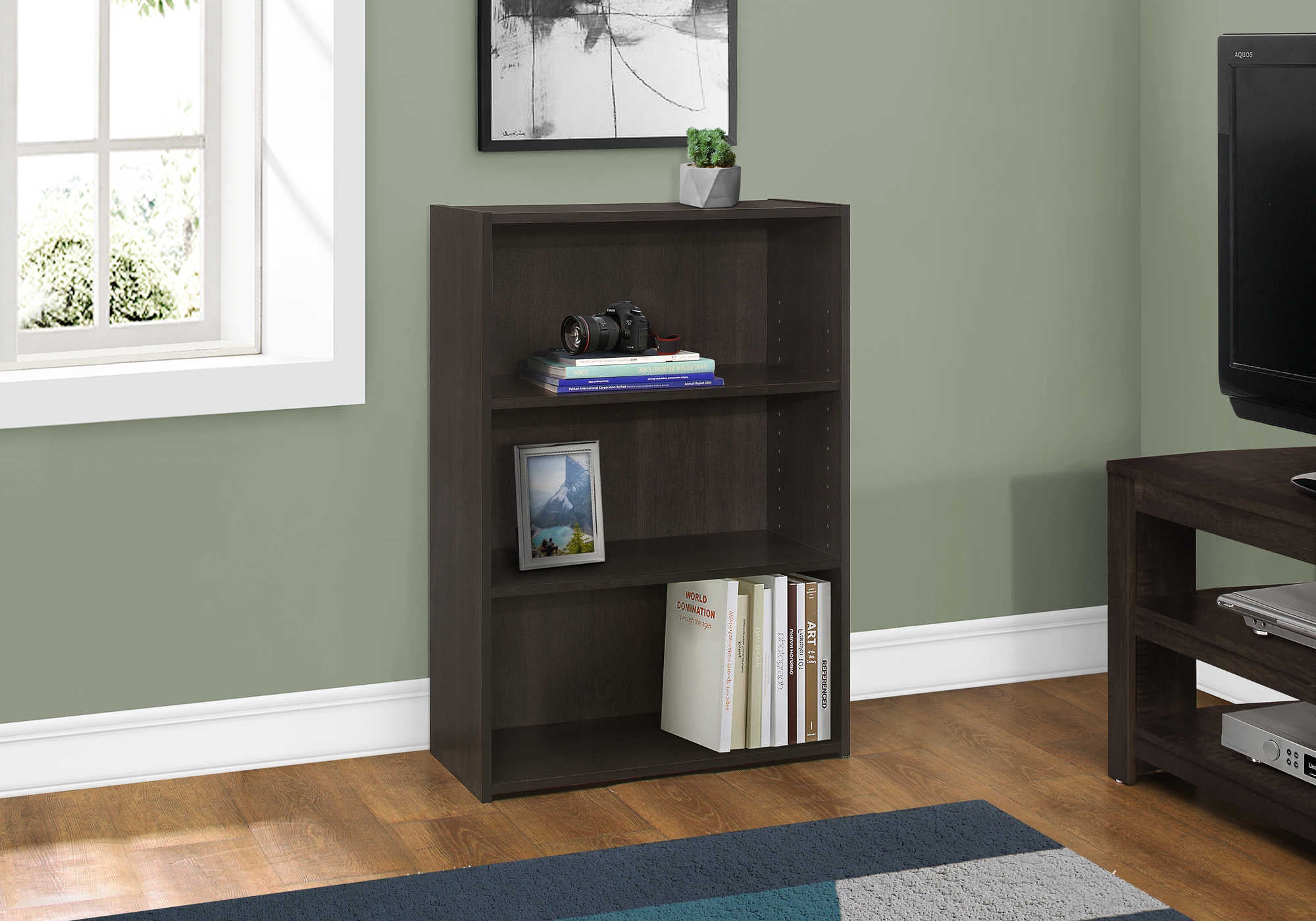 BOOKCASE - 36"H / ESPRESSO WITH 3 SHELVES # I 7476