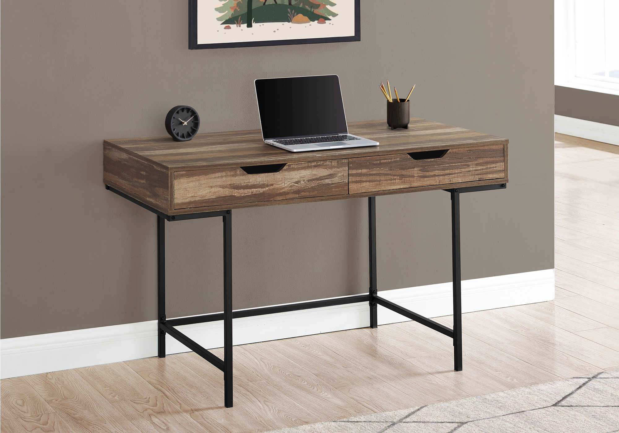 COMPUTER DESK - 48"L / BROWN RECLAIMED WOOD / BLACK METAL # I 7557