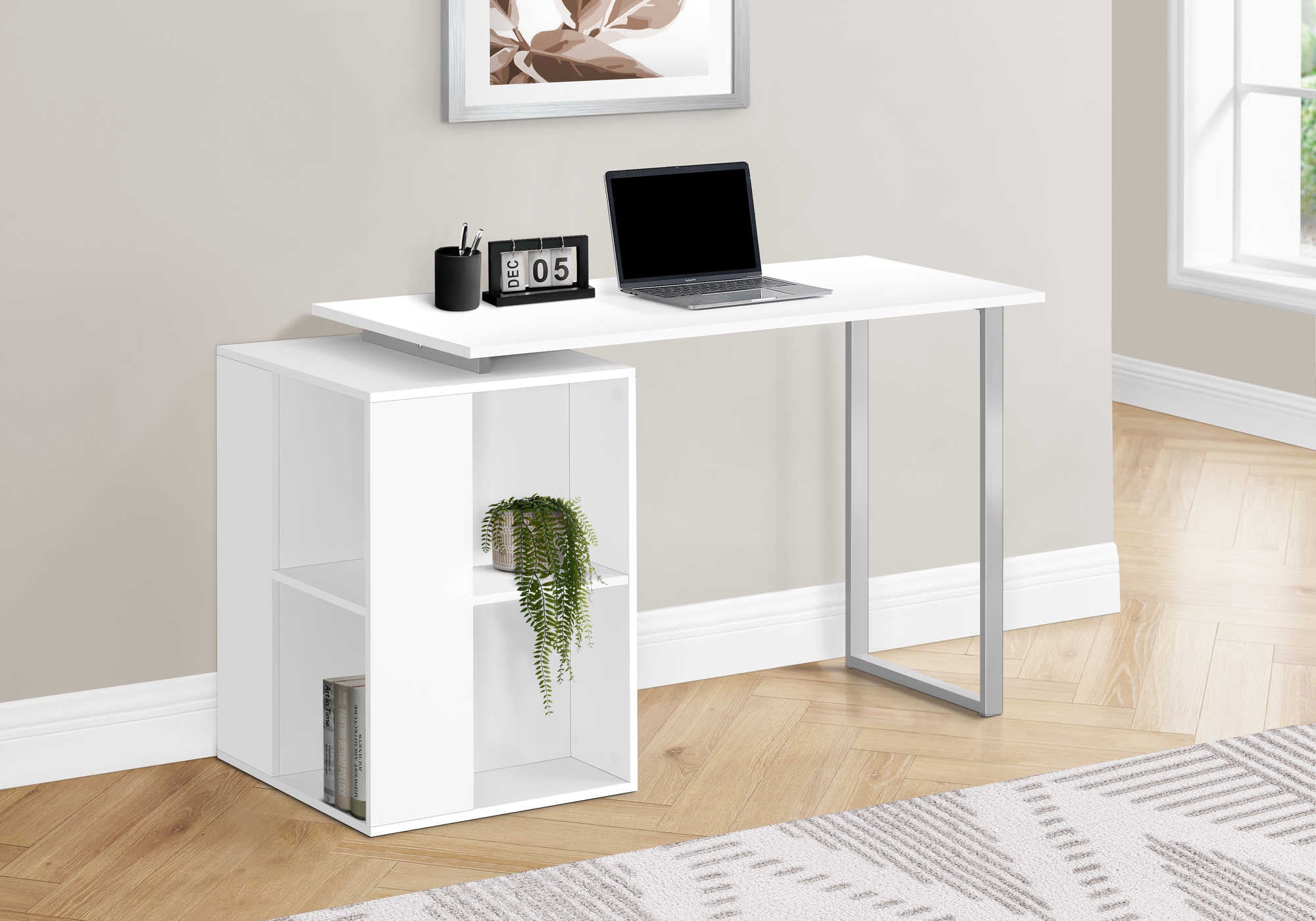COMPUTER DESK - 55"L / WHITE LEFT OR RIGHT FACING # I 7600