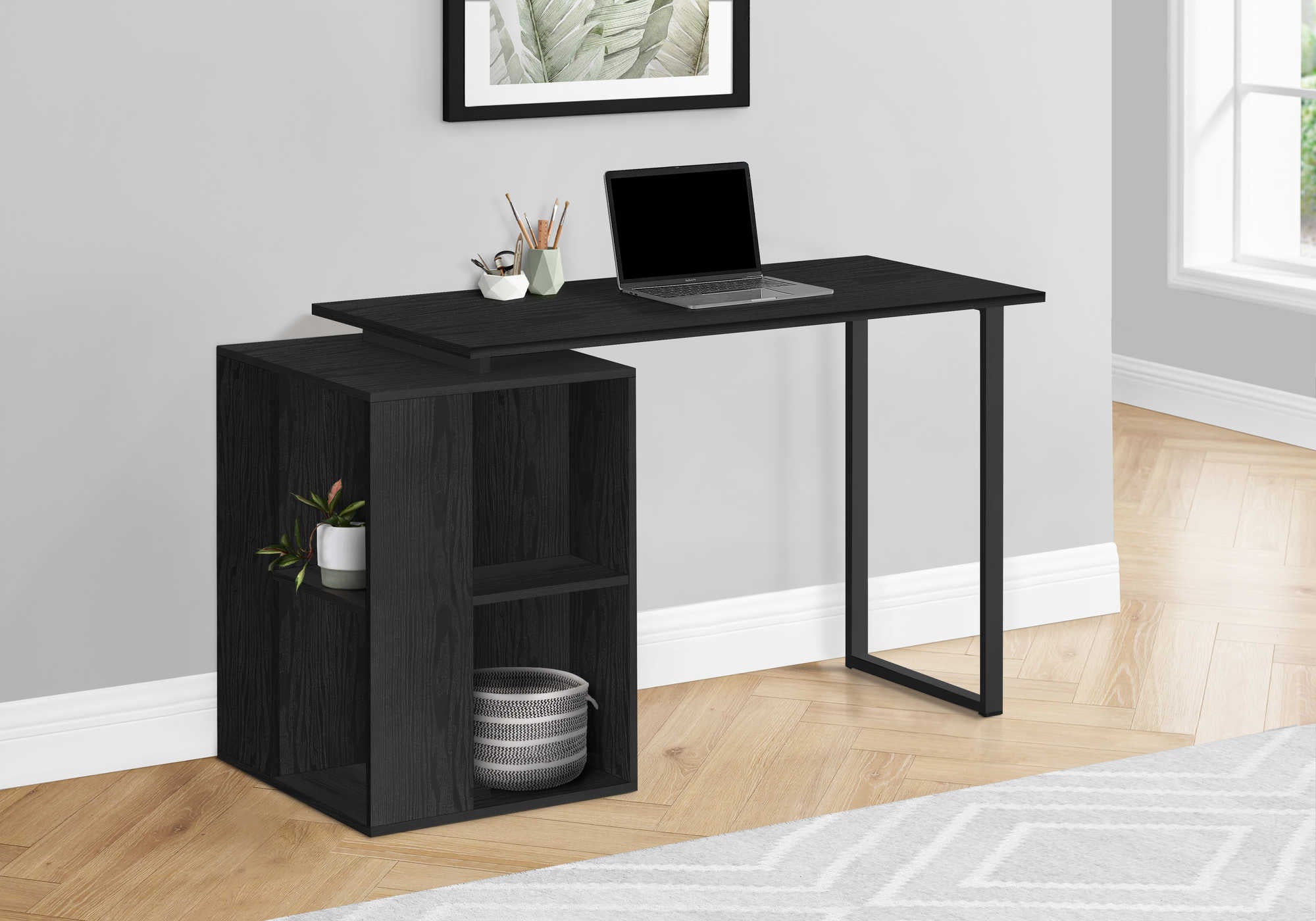 COMPUTER DESK - 55"L / BLACK OAK LEFT OR RIGHT FACING # I 7601