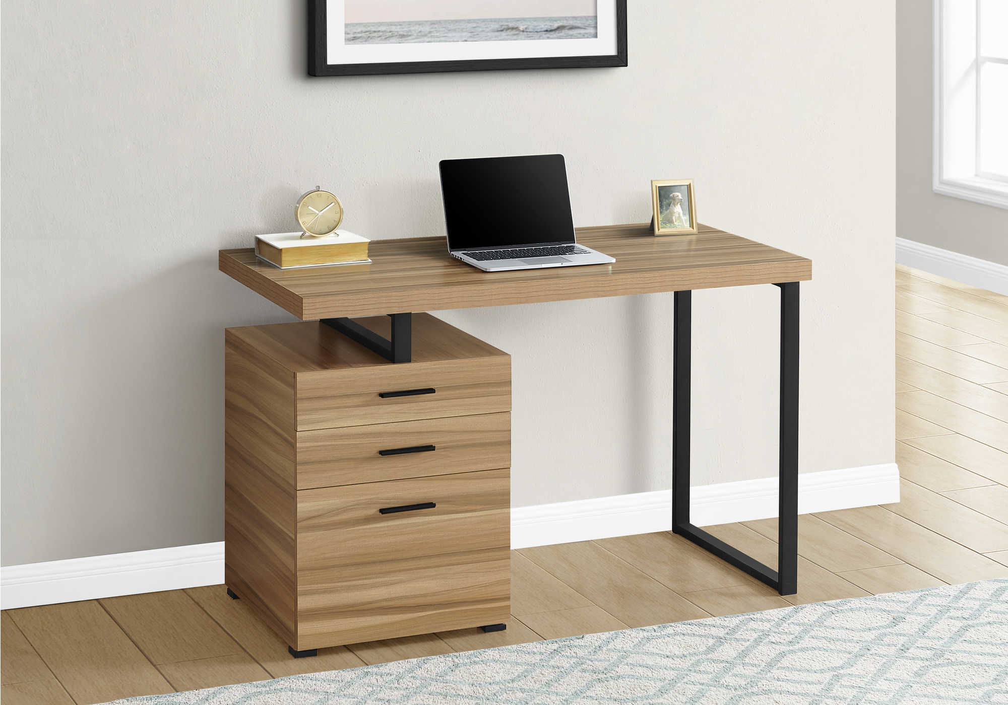 COMPUTER DESK - 48"L / RECLAIMED WOOD / BLACK METAL / L/R # I 7642