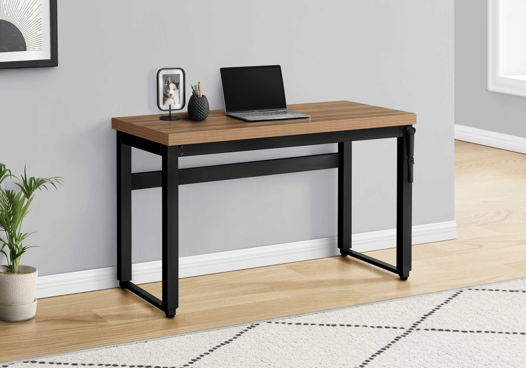 COMPUTER DESK - 48"L / RECLAIMED WOOD / ADJ.HEIGHT/ BLACK # I 7677