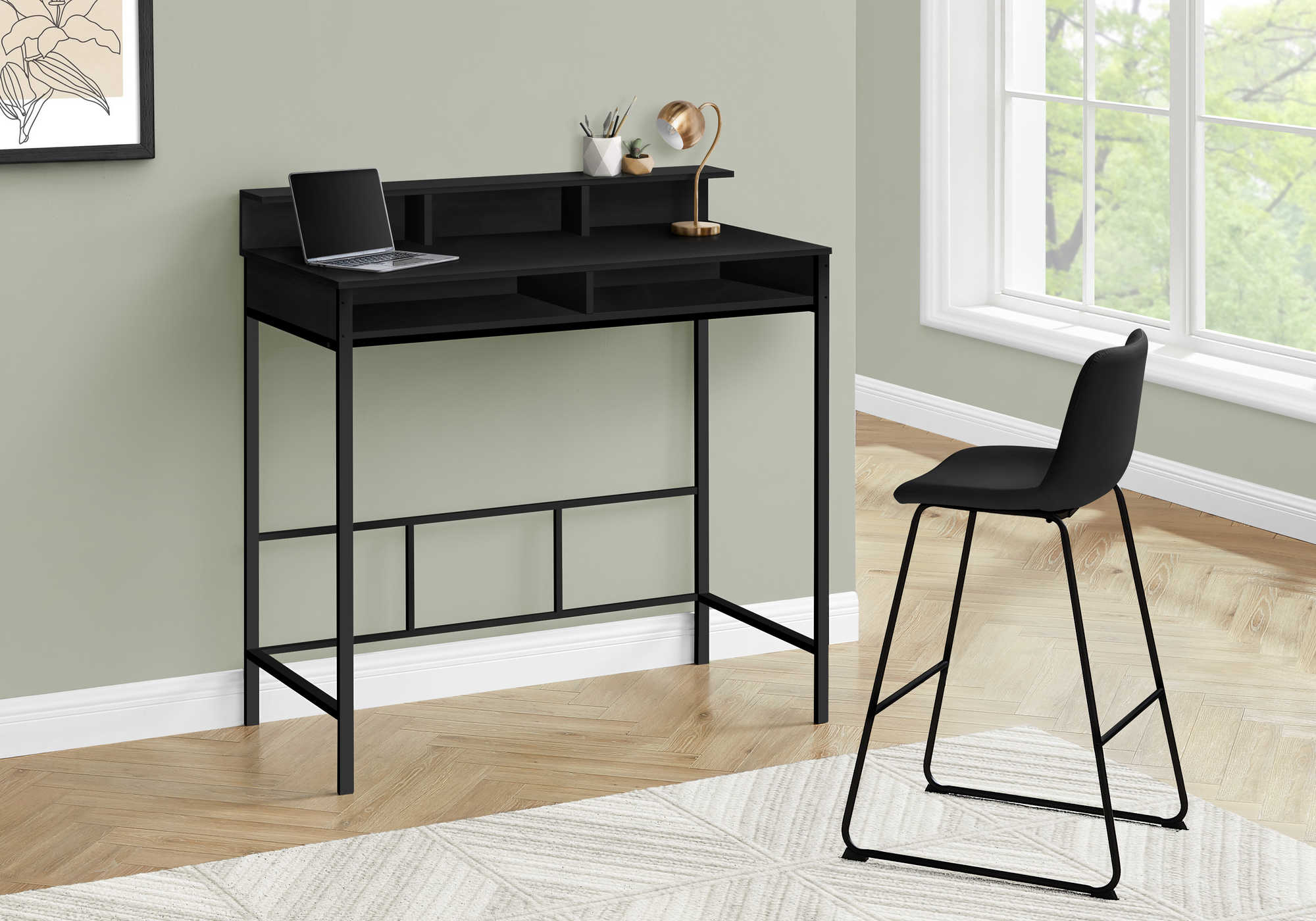 COMPUTER DESK - 48"L / BLACK / BLACK STANDING HEIGHT # I 7700