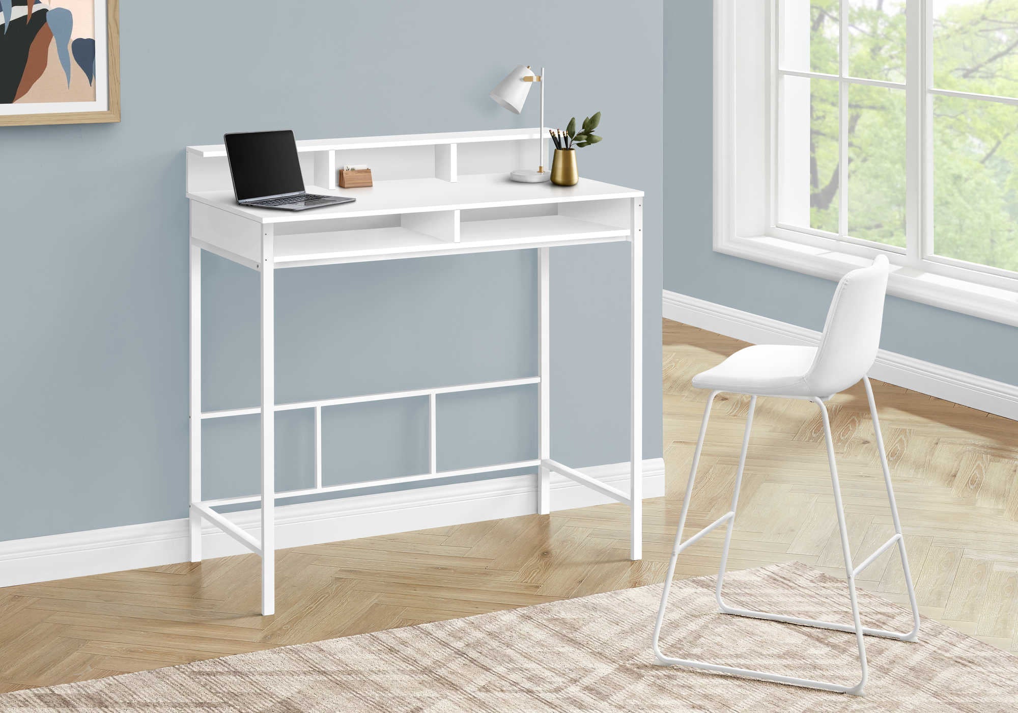 COMPUTER DESK - 48"L / WHITE / WHITE STANDING HEIGHT # I 7701