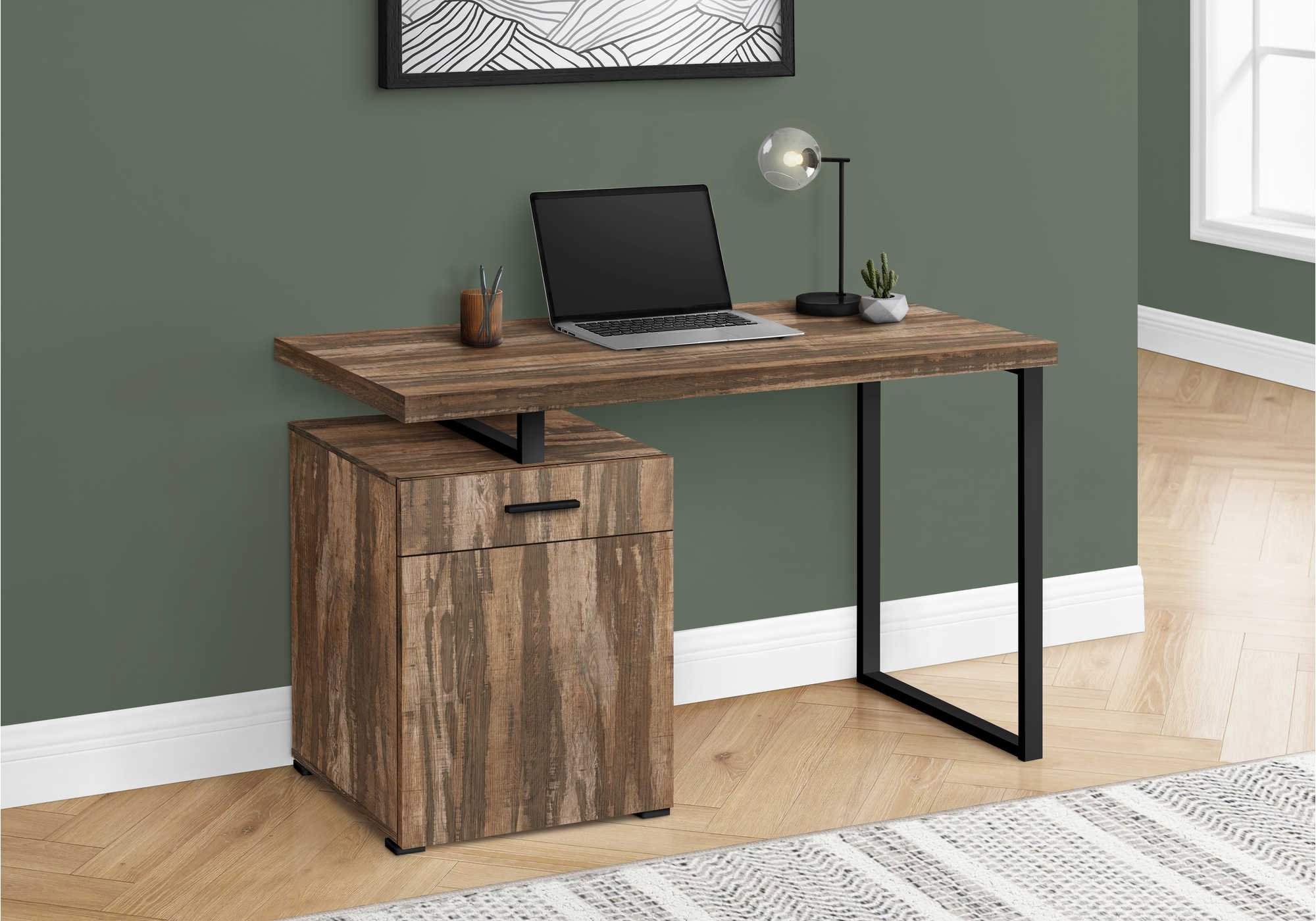 COMPUTER DESK - 48"L / BROWN RECLAIMED LEFT/ RIGHT FACING # I 7765