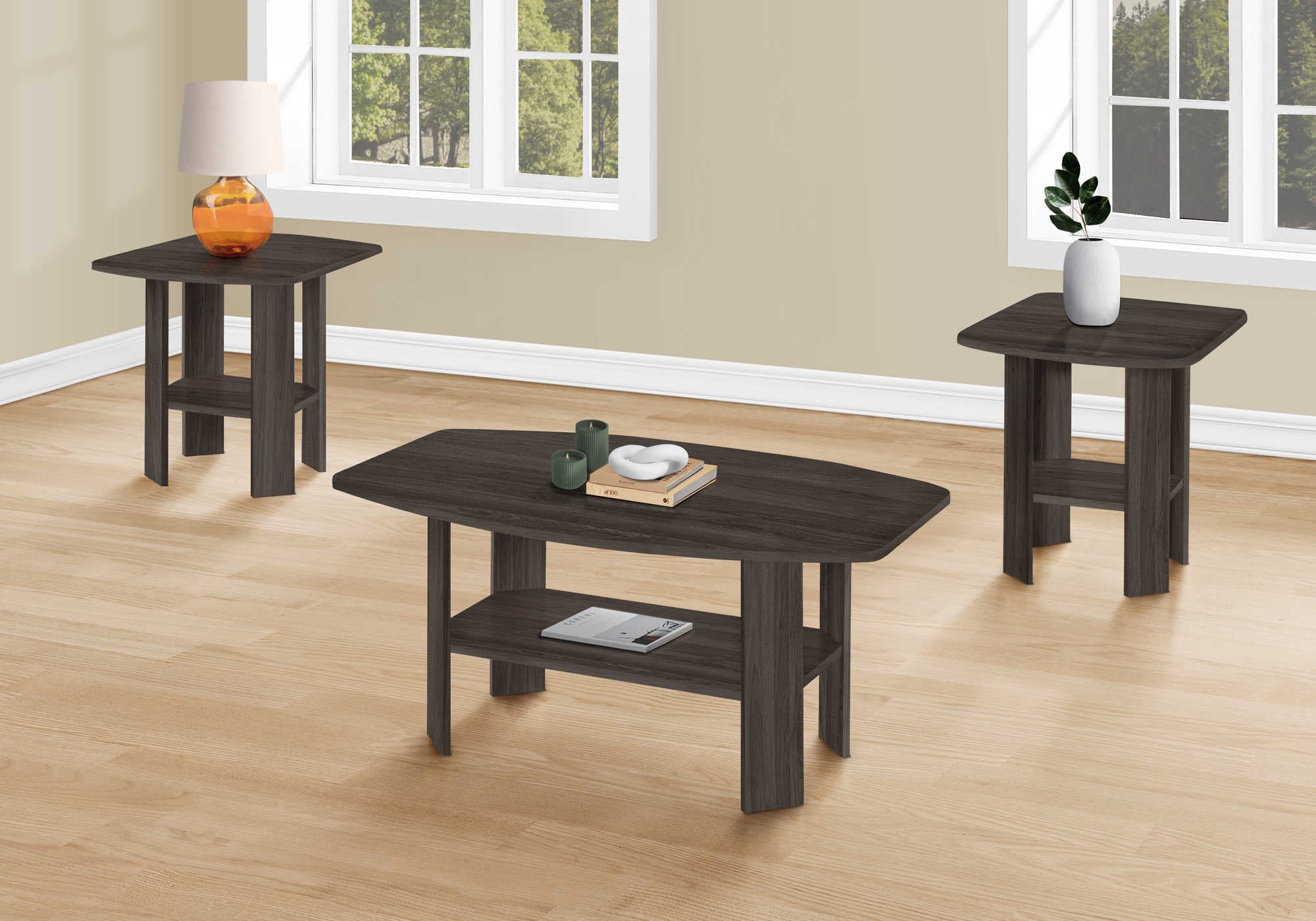 ENSEMBLE DE TABLE - ENSEMBLE DE 3 PIÈCES / CHÊNE BRUN # I 7873P