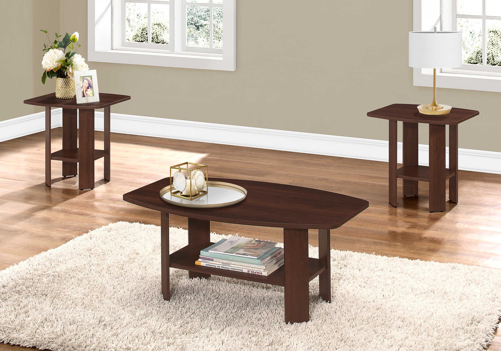 ENSEMBLE DE TABLE - ENSEMBLE DE 3 PIÈCES / CERISIER # I 7923P