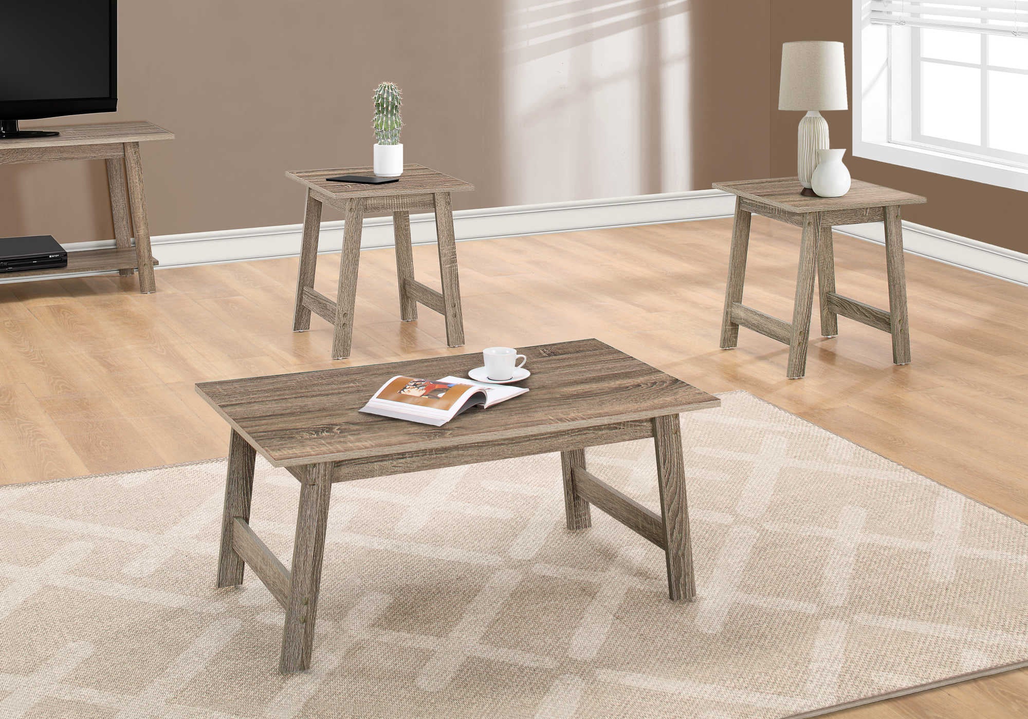 ENSEMBLE DE TABLE - ENSEMBLE DE 3 PIÈCES / TAUPE FONCÉ # I 7931P