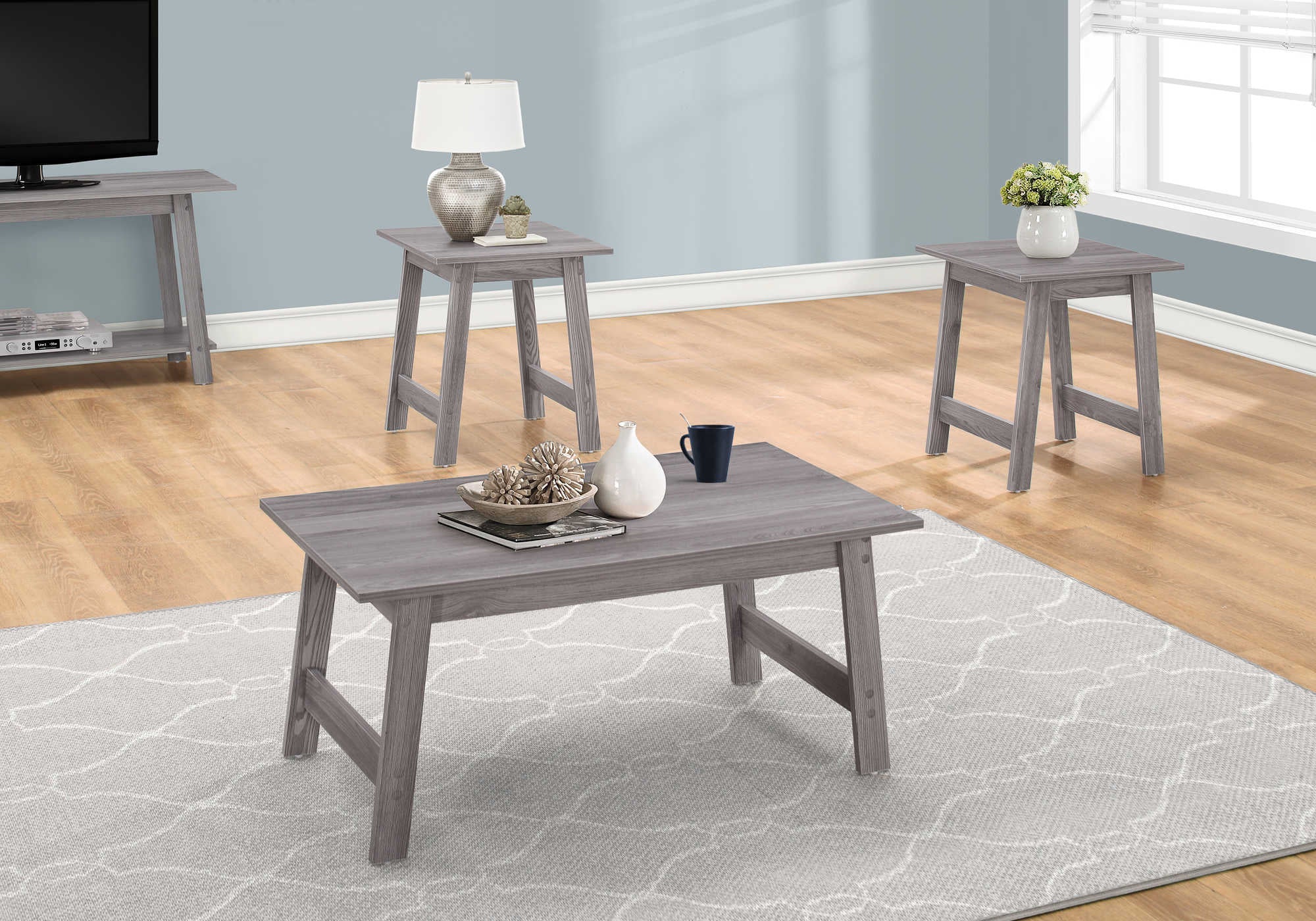 TABLE SET - 3PCS SET / GREY # I 7932P