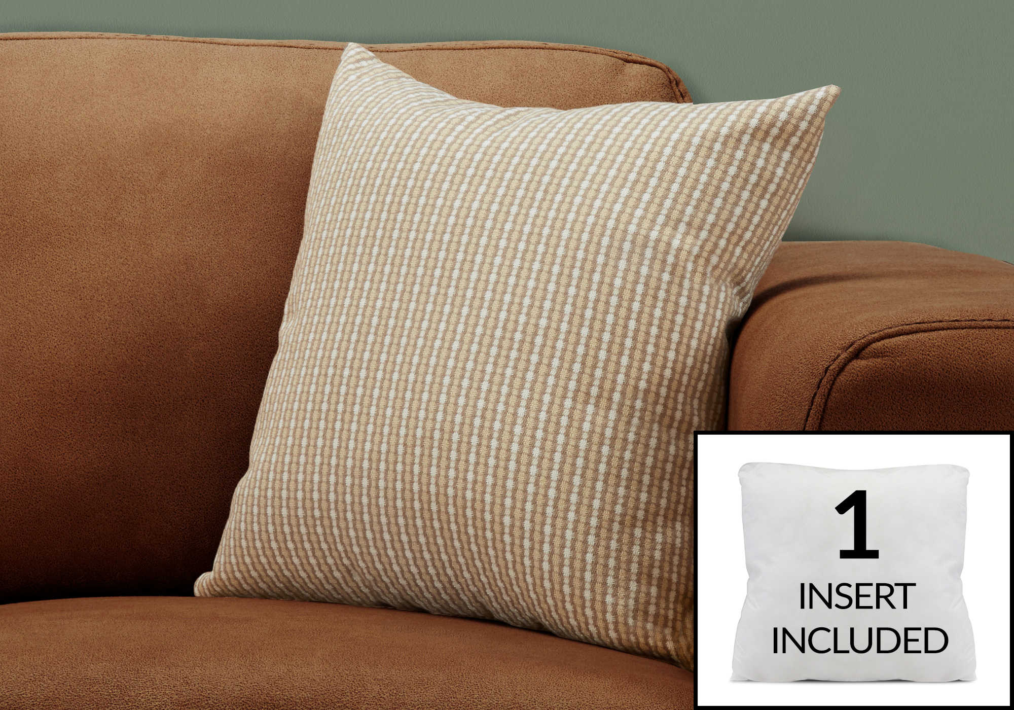 COUSSIN – 45,7 x 45,7 cm / TAUPE CLAIR / TAUPE FONCÉ À POIS ABSTRAITS / 1 PIÈCE # I 9228