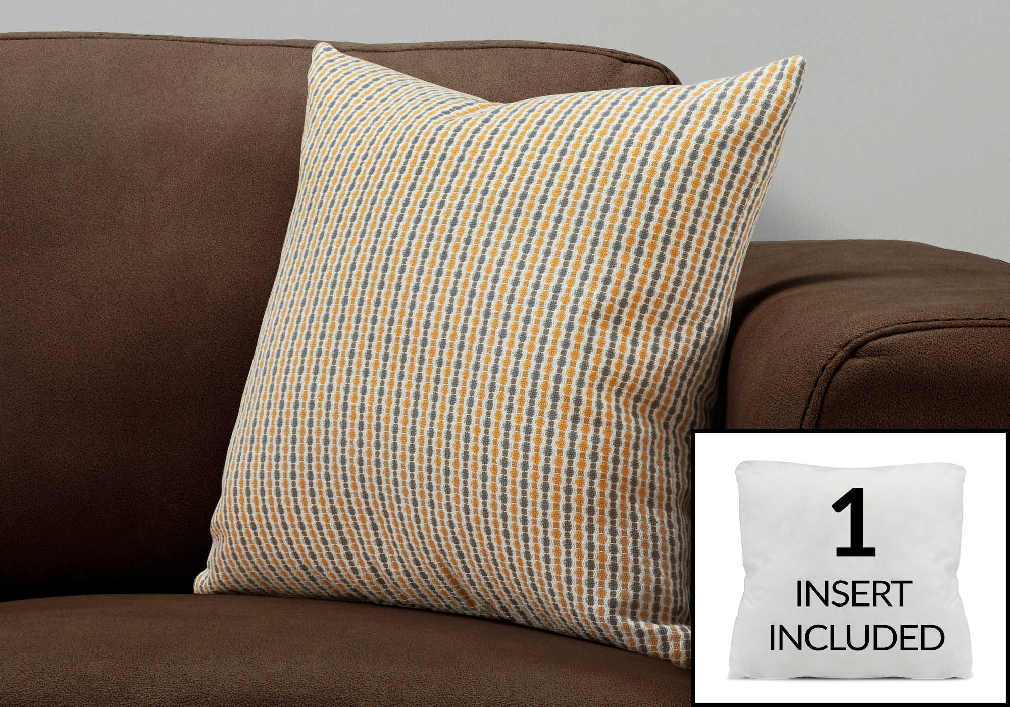PILLOW - 18"X 18" / GOLD / GREY ABSTRACT DOT / 1PC # I 9234