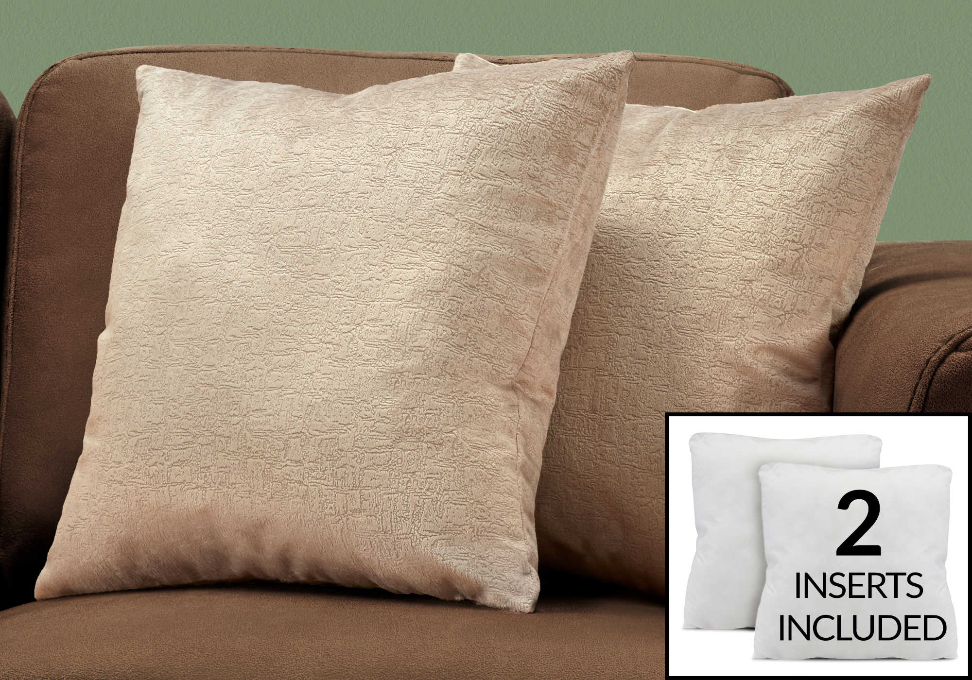 PILLOW - 18"X 18" / TAUPE MOSAIC VELVET / 2PCS # I 9271