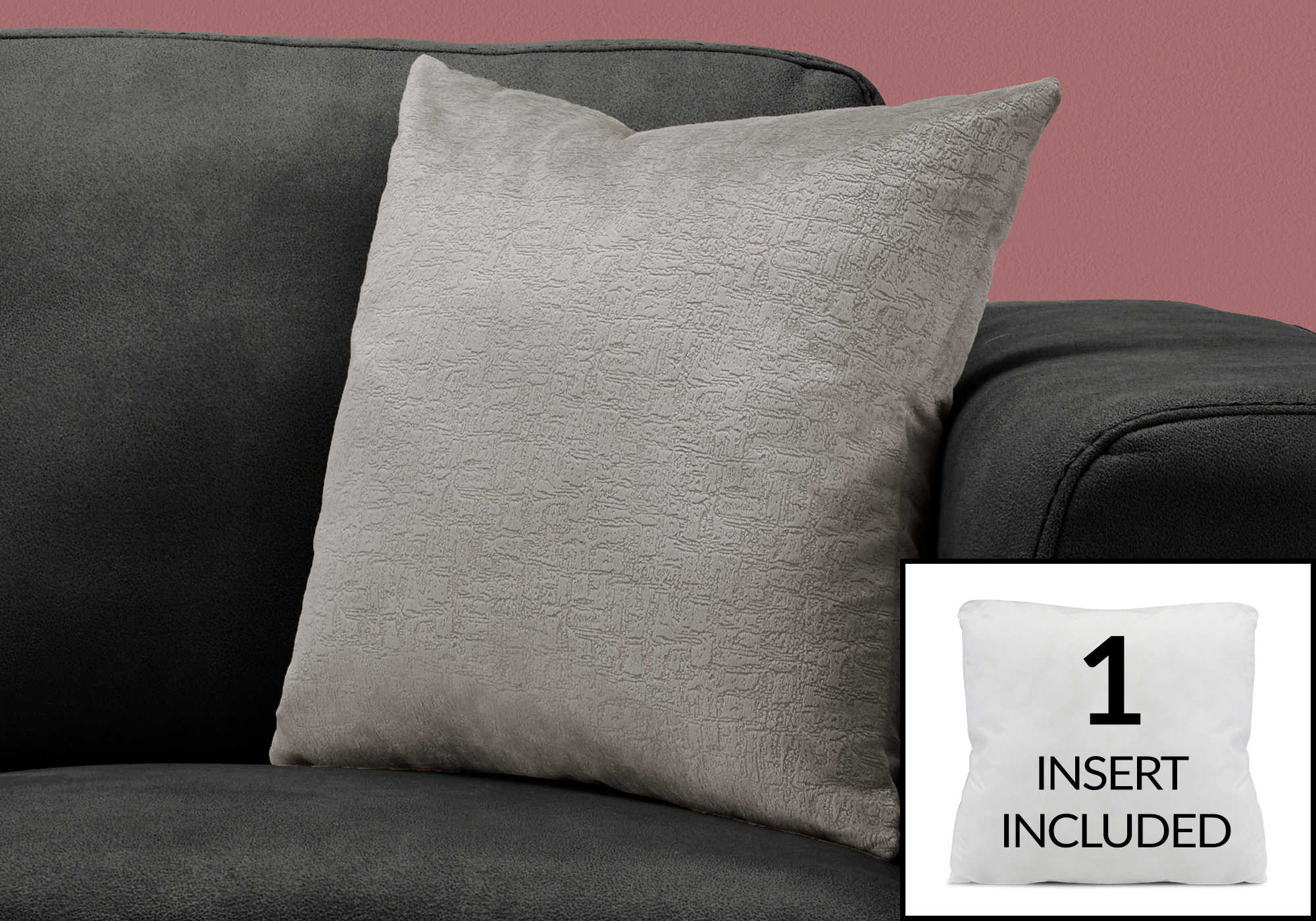 PILLOW - 18"X 18" / GREY MOSAIC VELVET / 1PC # I 9272