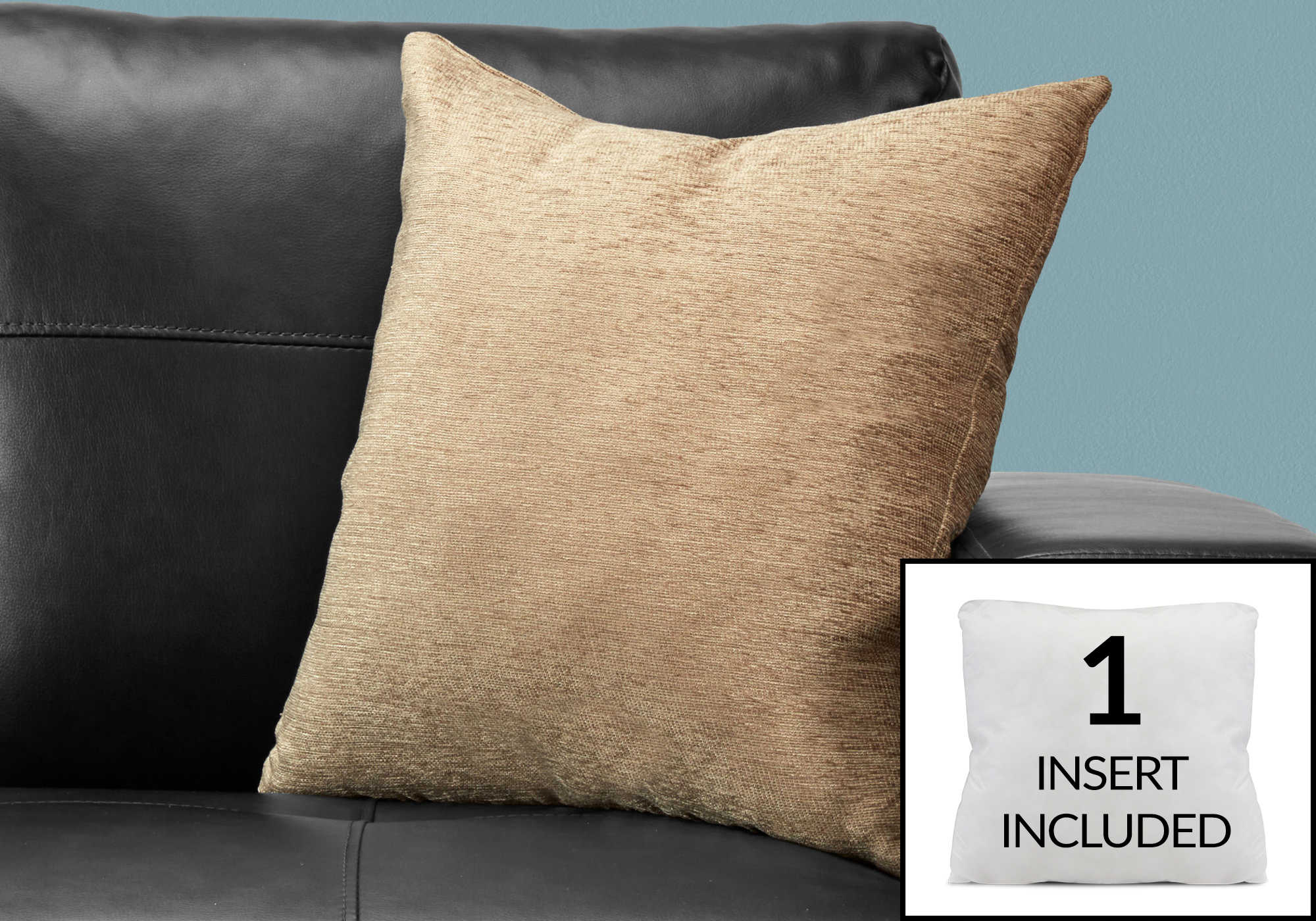 PILLOW - 18"X 18" / SOLID TAN / 1PC # I 9296