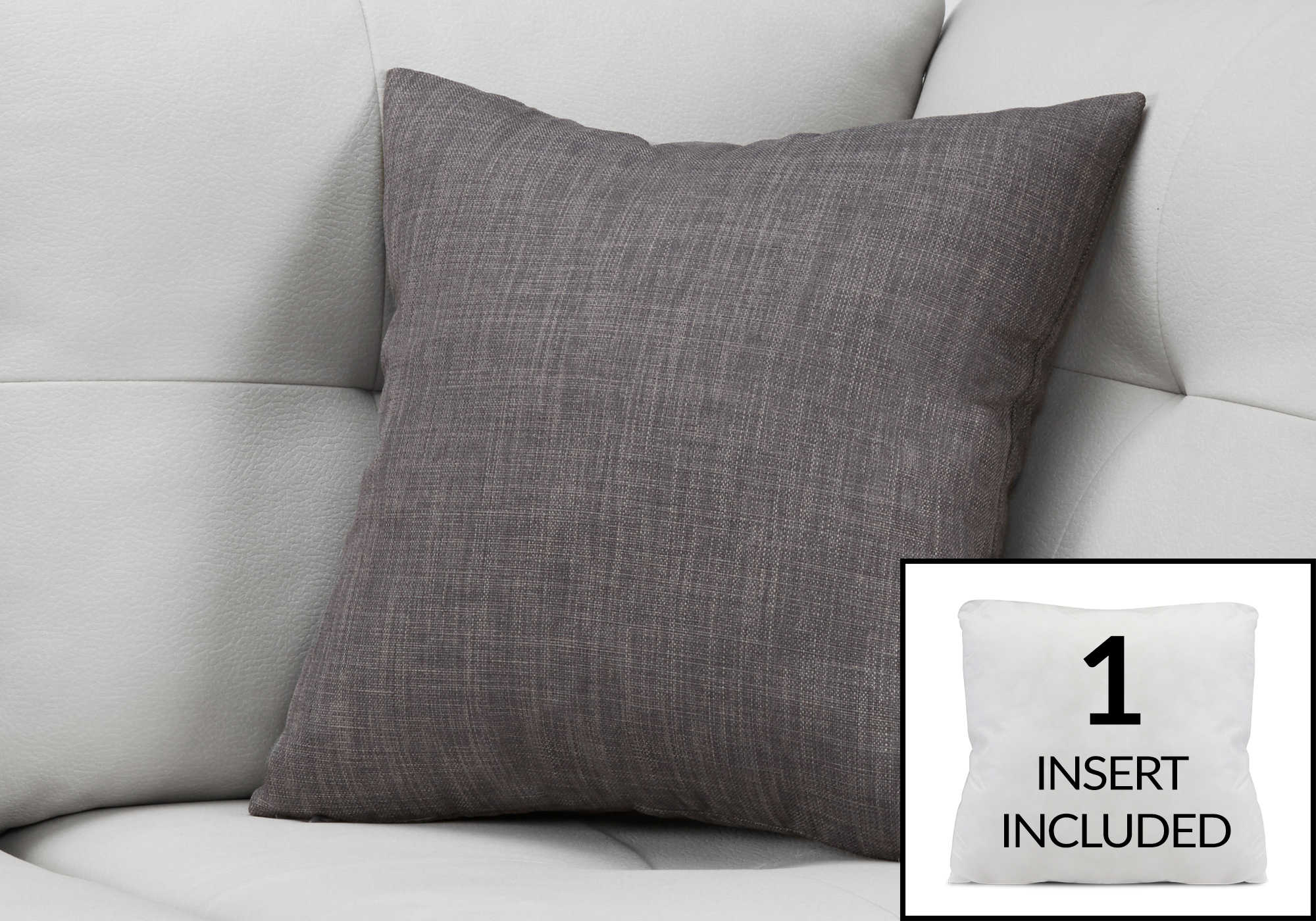 PILLOW - 18"X 18" / LINEN PATTERNED DARK GREY / 1PC # I 9312