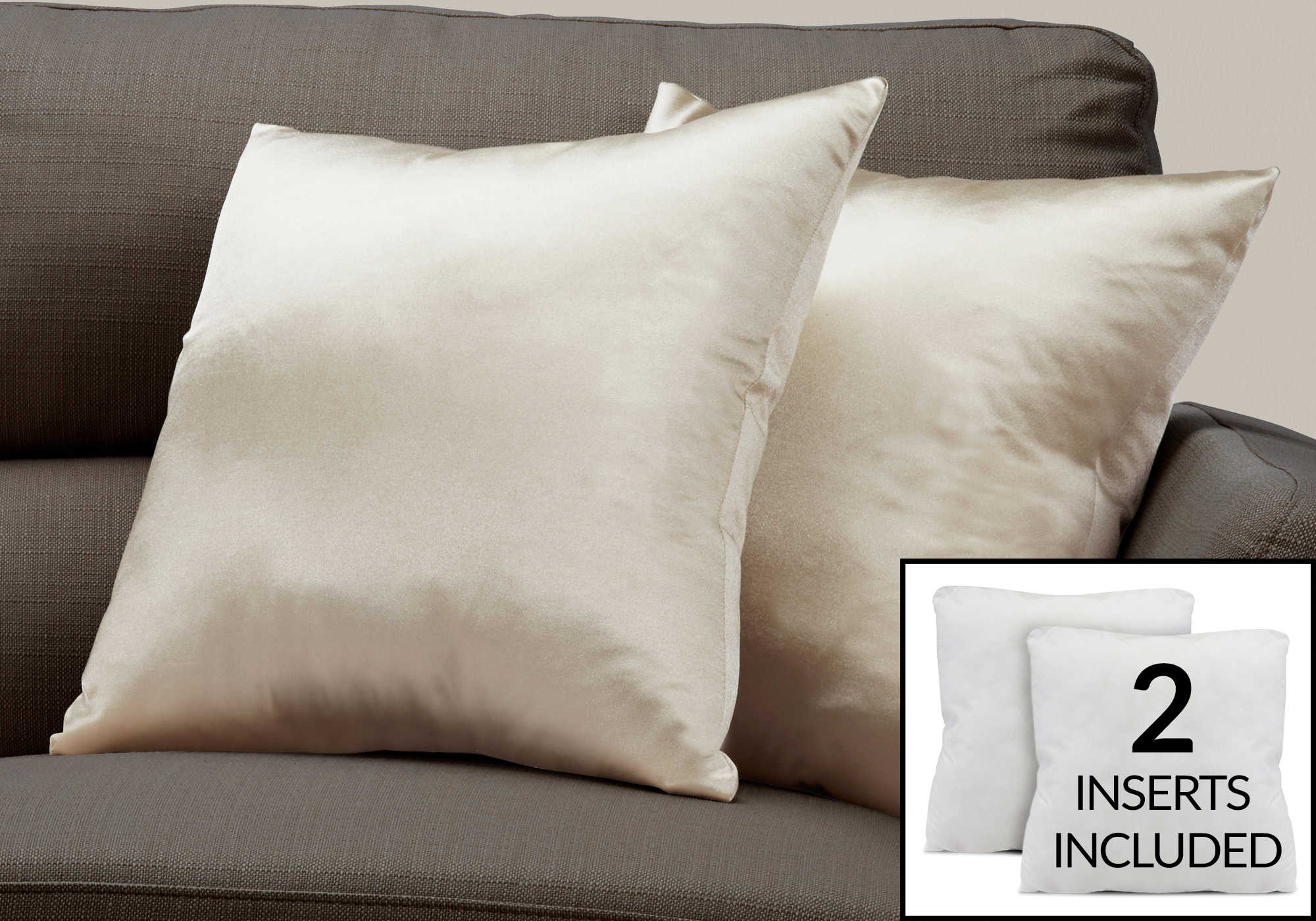 PILLOW - 18"X 18" / GOLD SATIN / 2PCS # I 9335