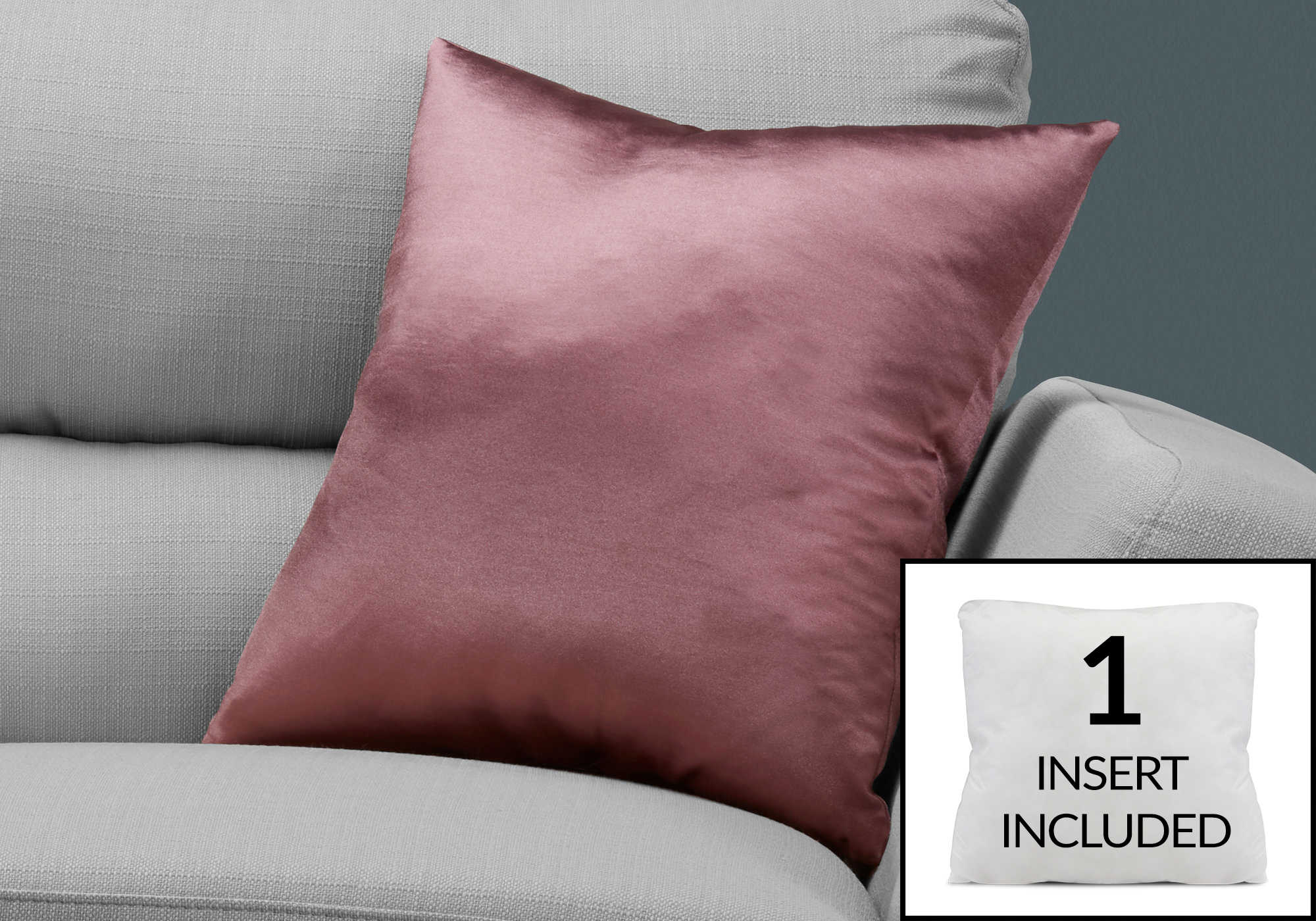 PILLOW - 18"X 18" / PINK SATIN / 1PC # I 9338