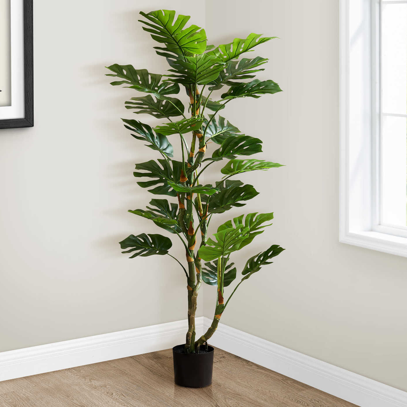 PLANTE ARTIFICIELLE – 155 cm H / ARBRE MONSTERA D'INTÉRIEUR / POT DE 18 cm N° I 9522