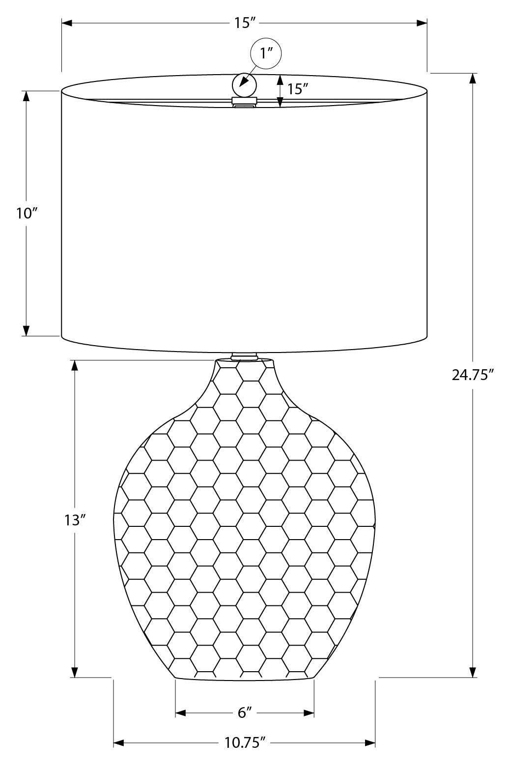 LIGHTING – 25"H TABLE LAMP BROWN RESIN / BLACK SHADE # I 9606