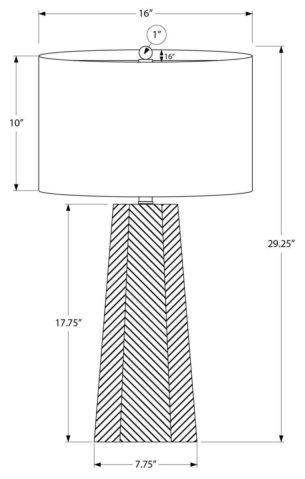LIGHTING – 29"H TABLE LAMP WHITE CERAMIC / IVORY SHADE # I 9614