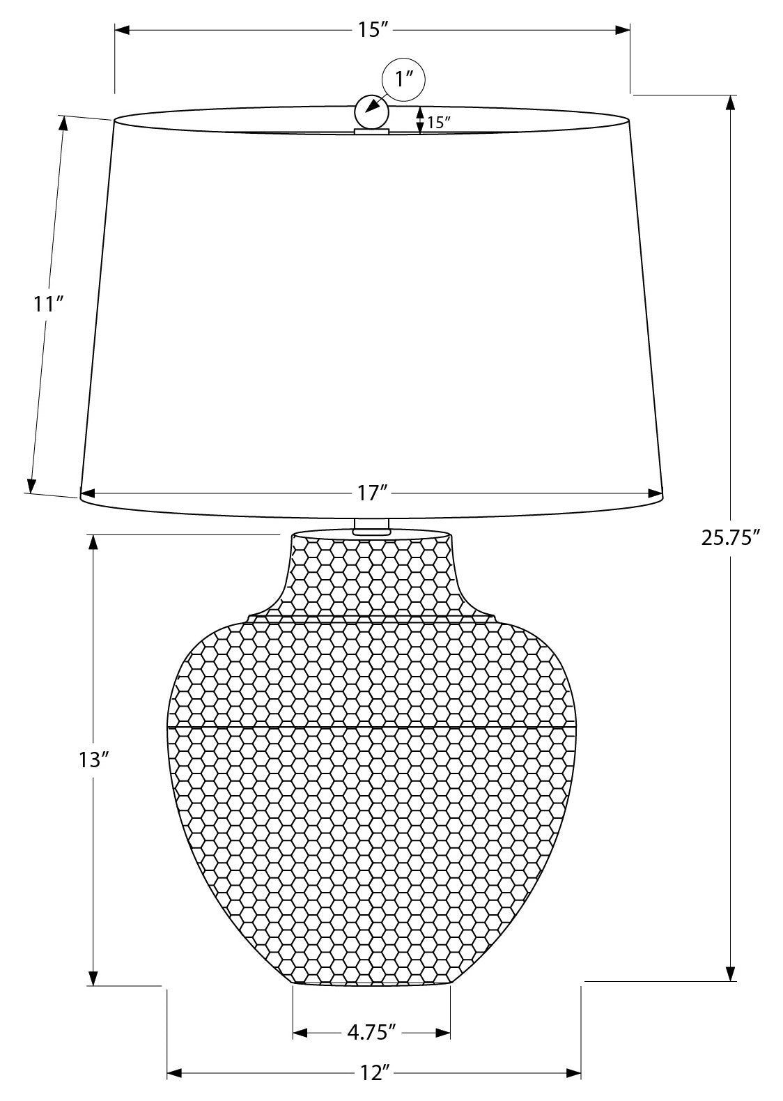 LIGHTING – 26"H TABLE LAMP BLACK METAL / IVORY SHADE # I 9615
