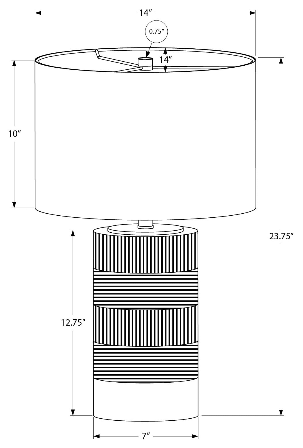 LUMIÈRE – LAMPE DE TABLE 61 cm (24 po) DE H, RÉSINE NOIRE / ABAT-JOUR IVOIRE # I 9619