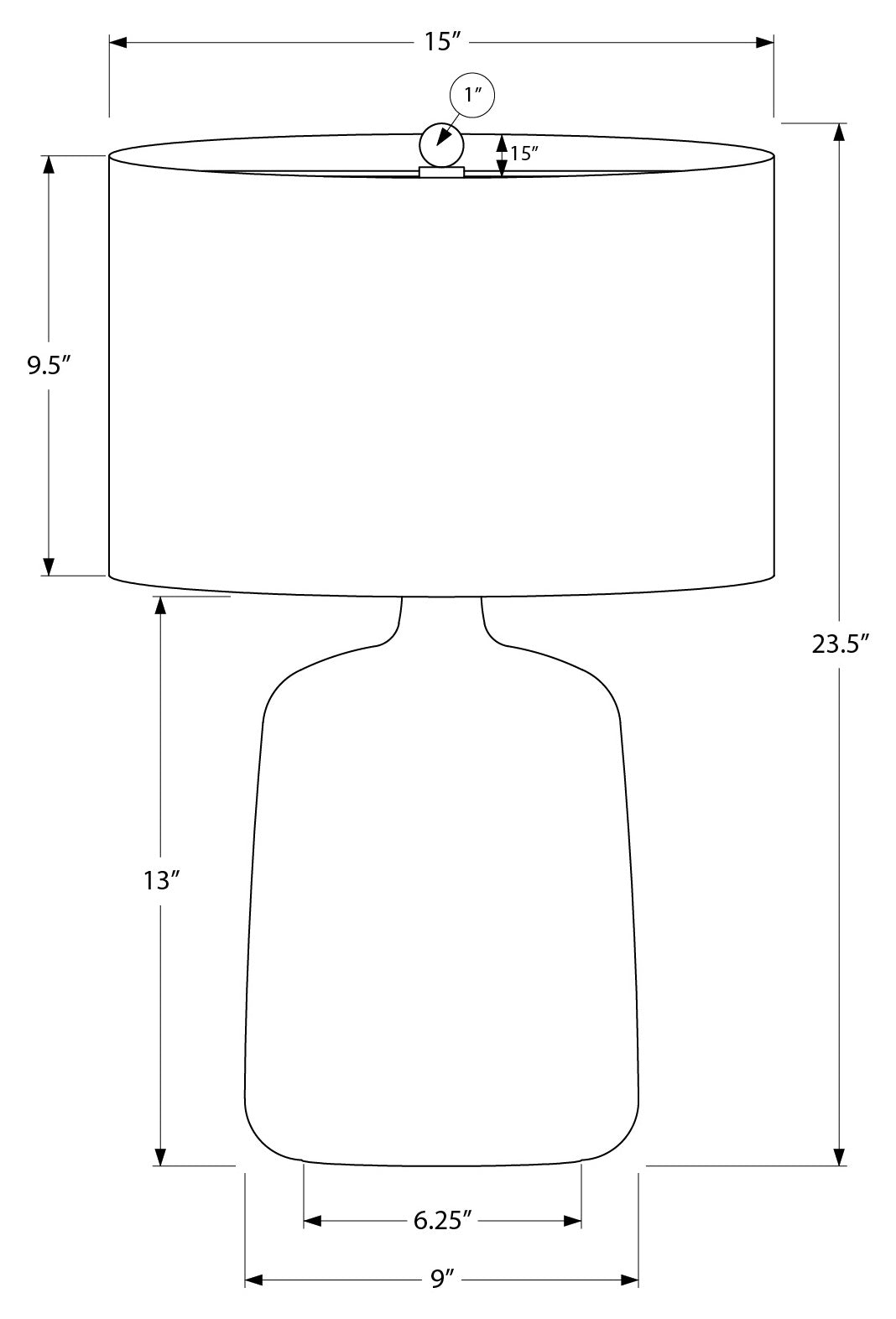 LIGHTING – 24"H TABLE LAMP BLACK CERAMIC / BEIGE SHADE # I 9635