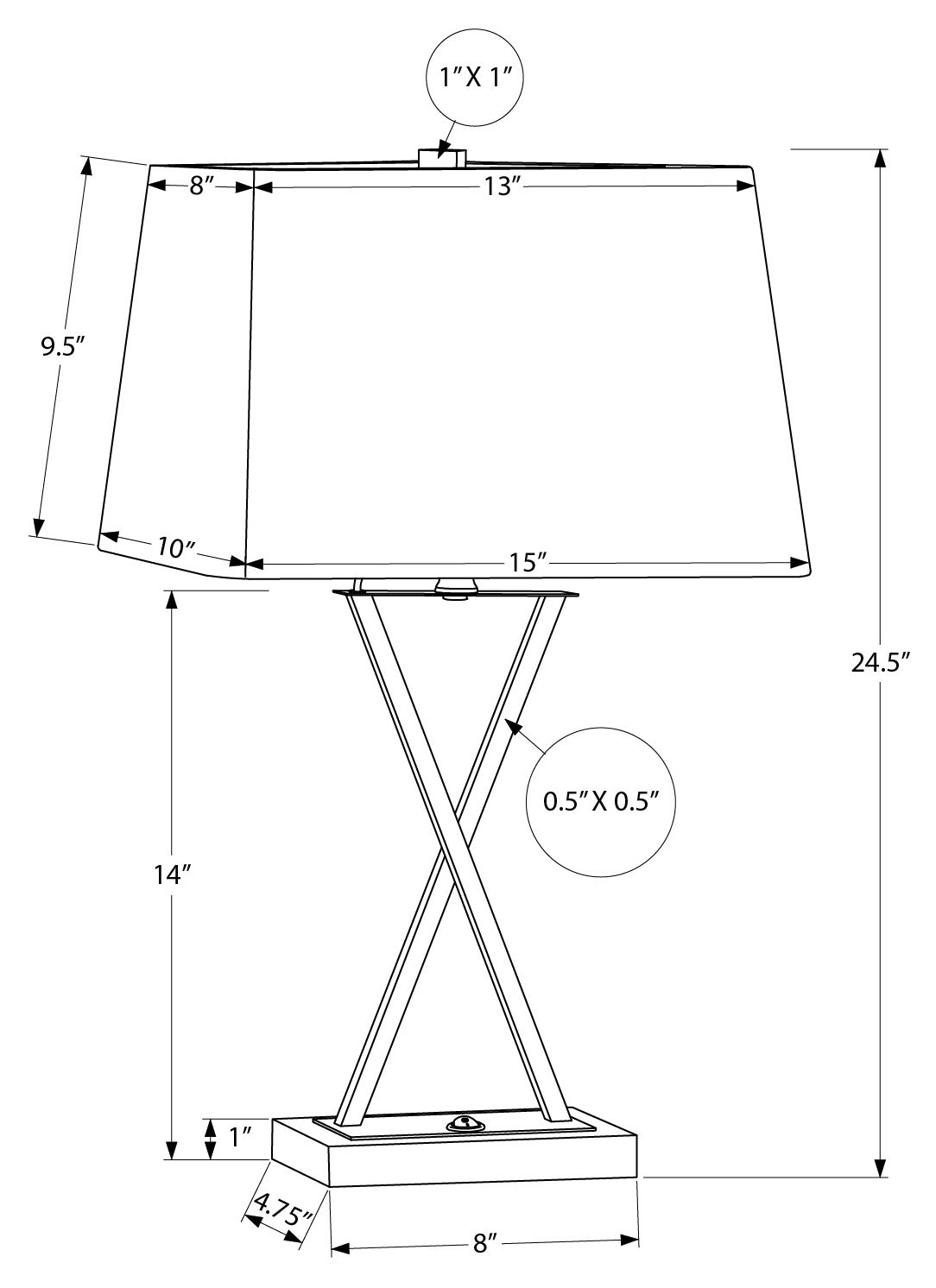 LAMPE DE TABLE 25" H MÉTAL NOIR/ABAT-JOUR BEIGE/USB # I 9638