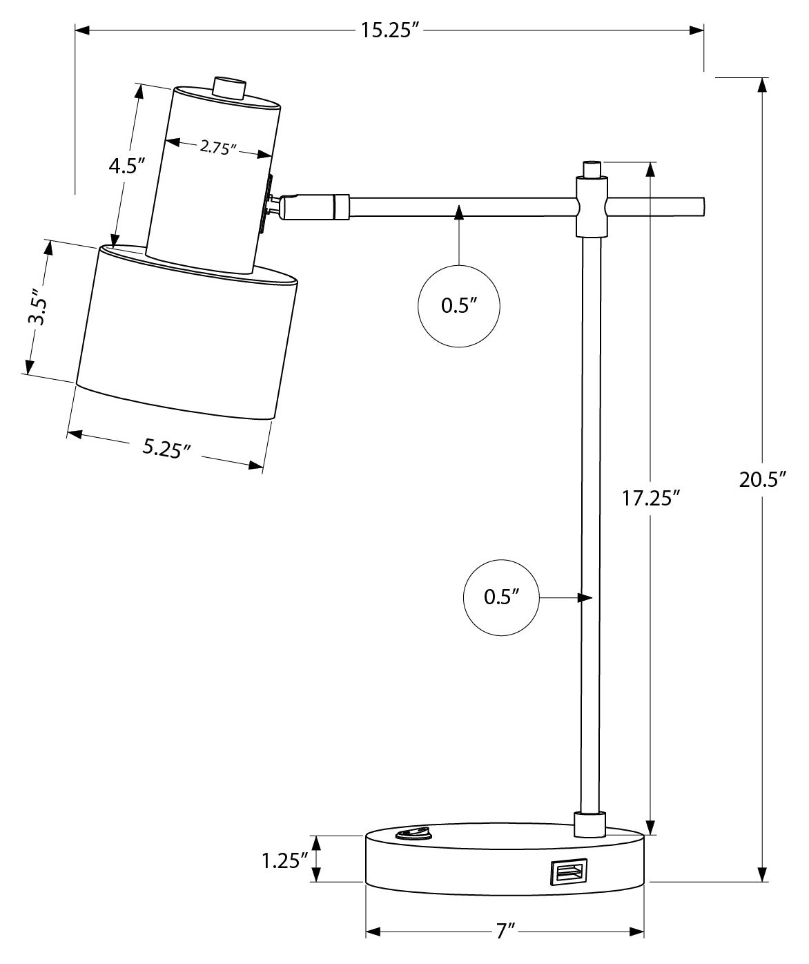 LAMPE DE TABLE 53 cm (21 po) DE H, MÉTAL NOIR/ABAT-JOUR NOIR/USB N° I 9647