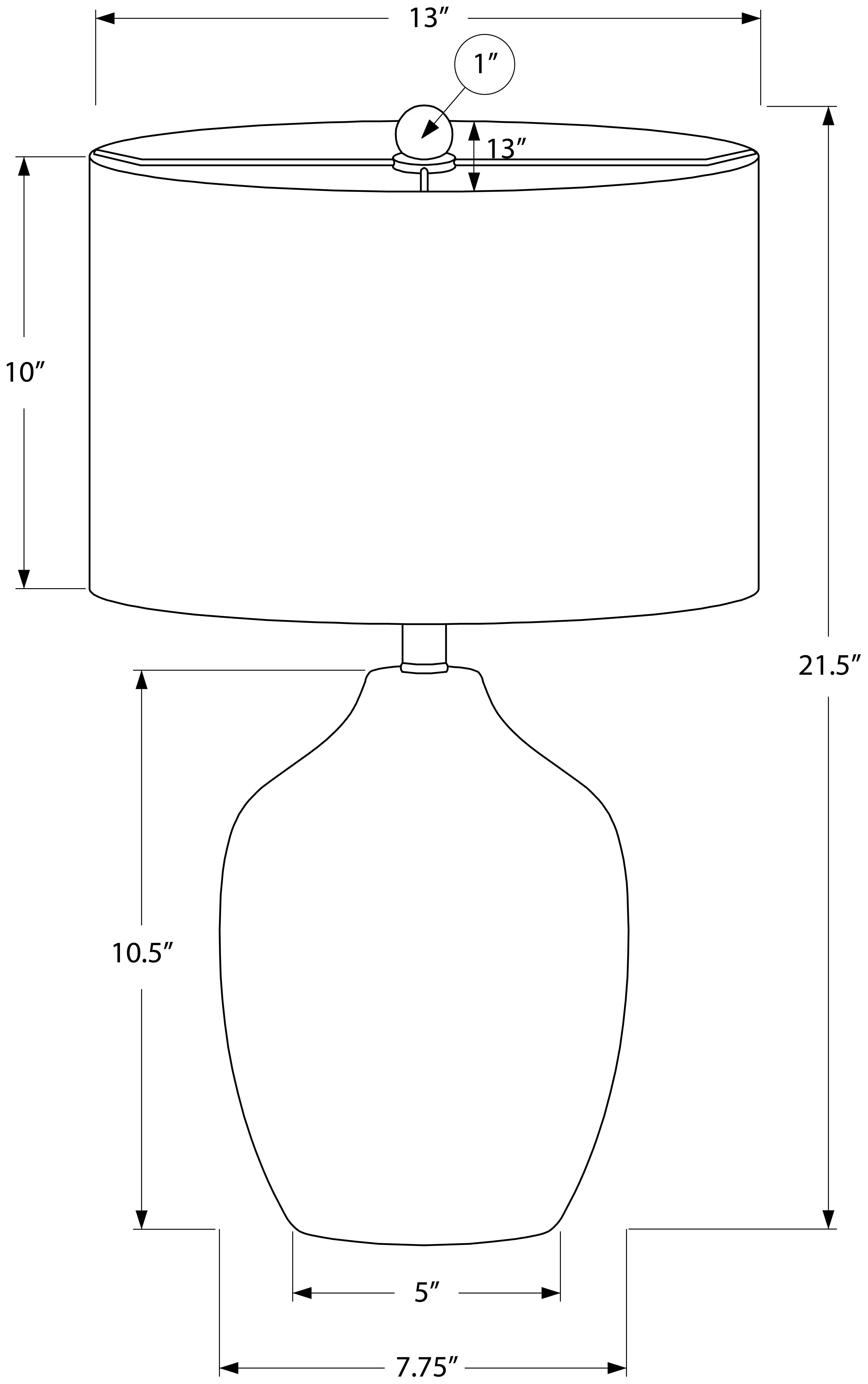 LIGHTING – 22"H TABLE LAMP BLACK CERAMIC / IVORY SHADE # I 9708