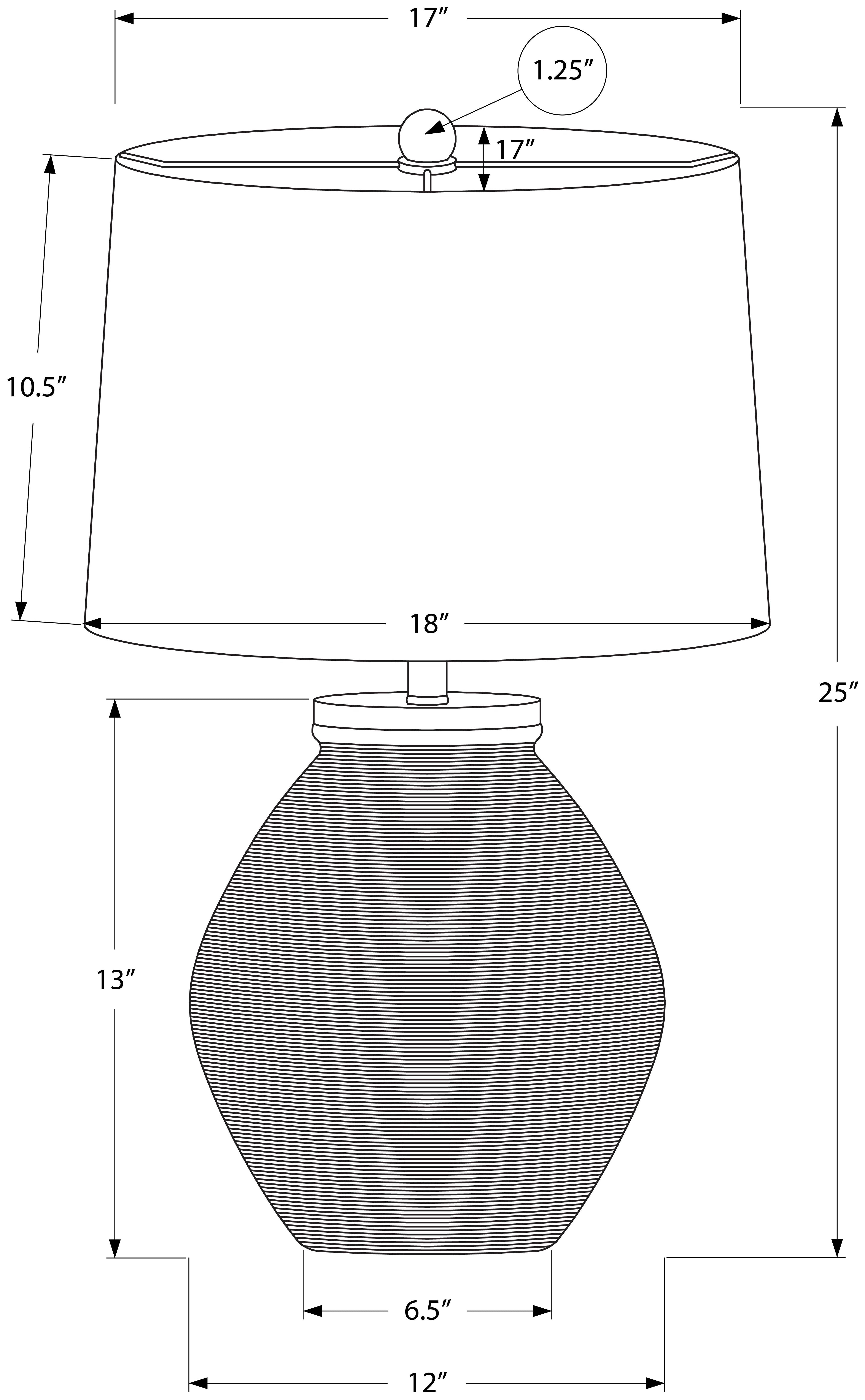 LIGHTING – 25"H TABLE LAMP BLACK CONCRETE / IVORY SHADE # I 9715