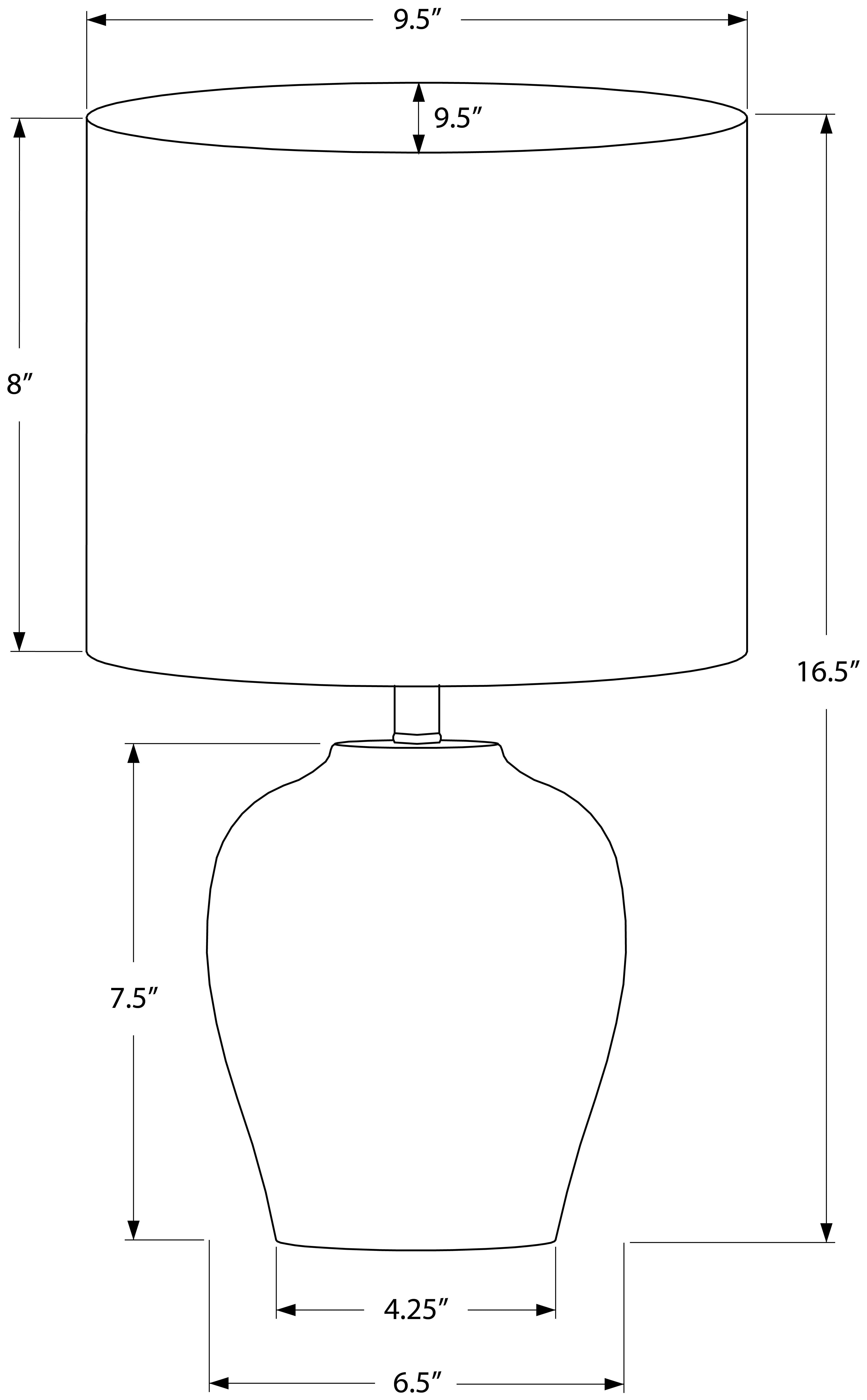 LIGHTING – 17"H TABLE LAMP BLACK CERAMIC / IVORY SHADE # I 9738