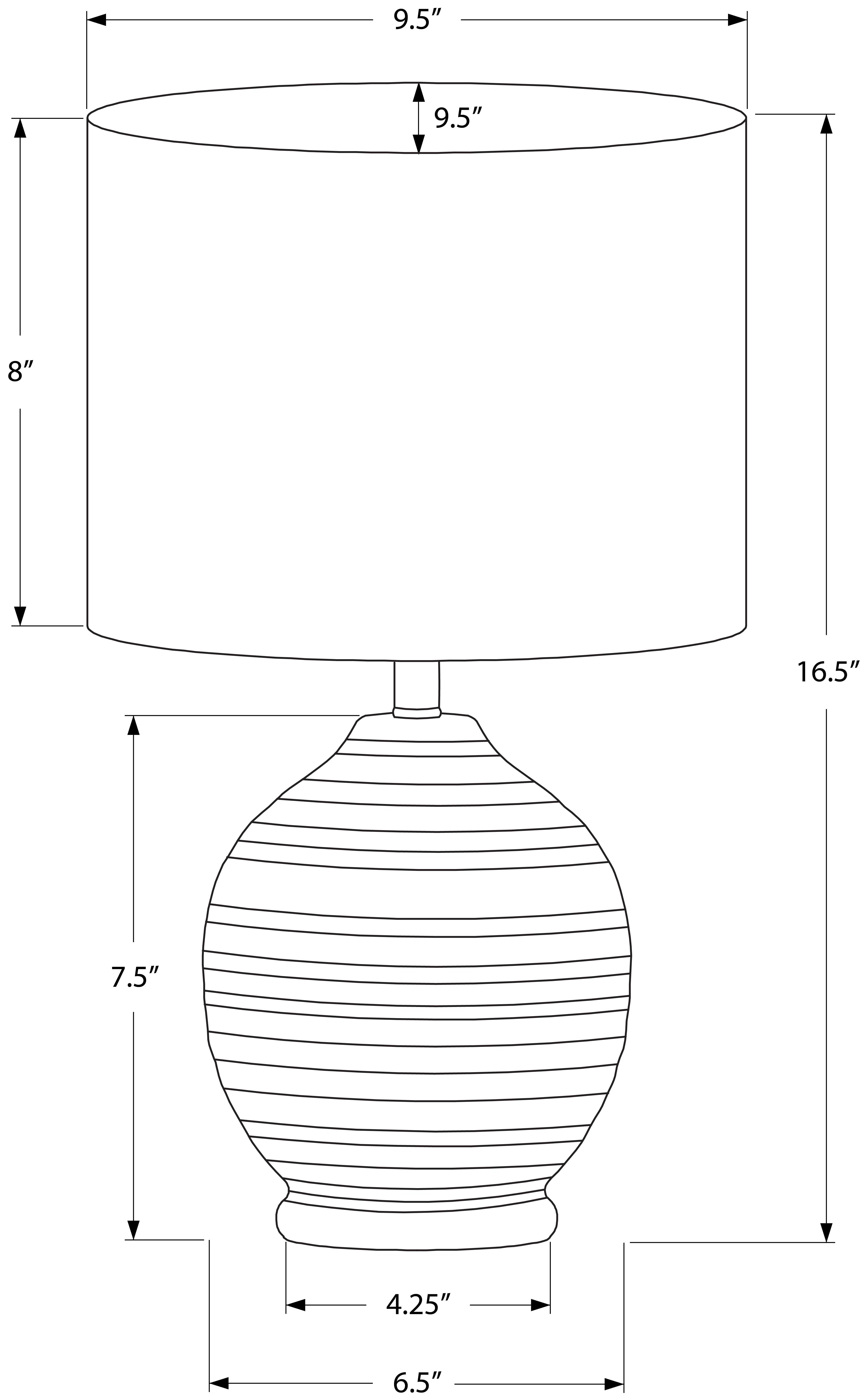 LIGHTING – 17"H TABLE LAMP BLACK CERAMIC / IVORY SHADE # I 9739